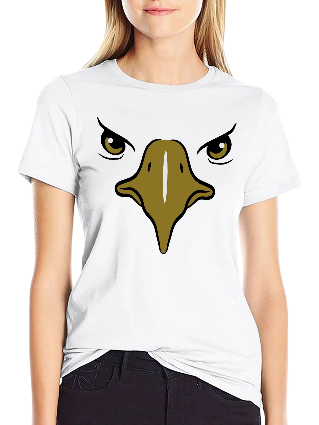 Black Bold Eagle Face Graphic Black T-Shirt view 9
