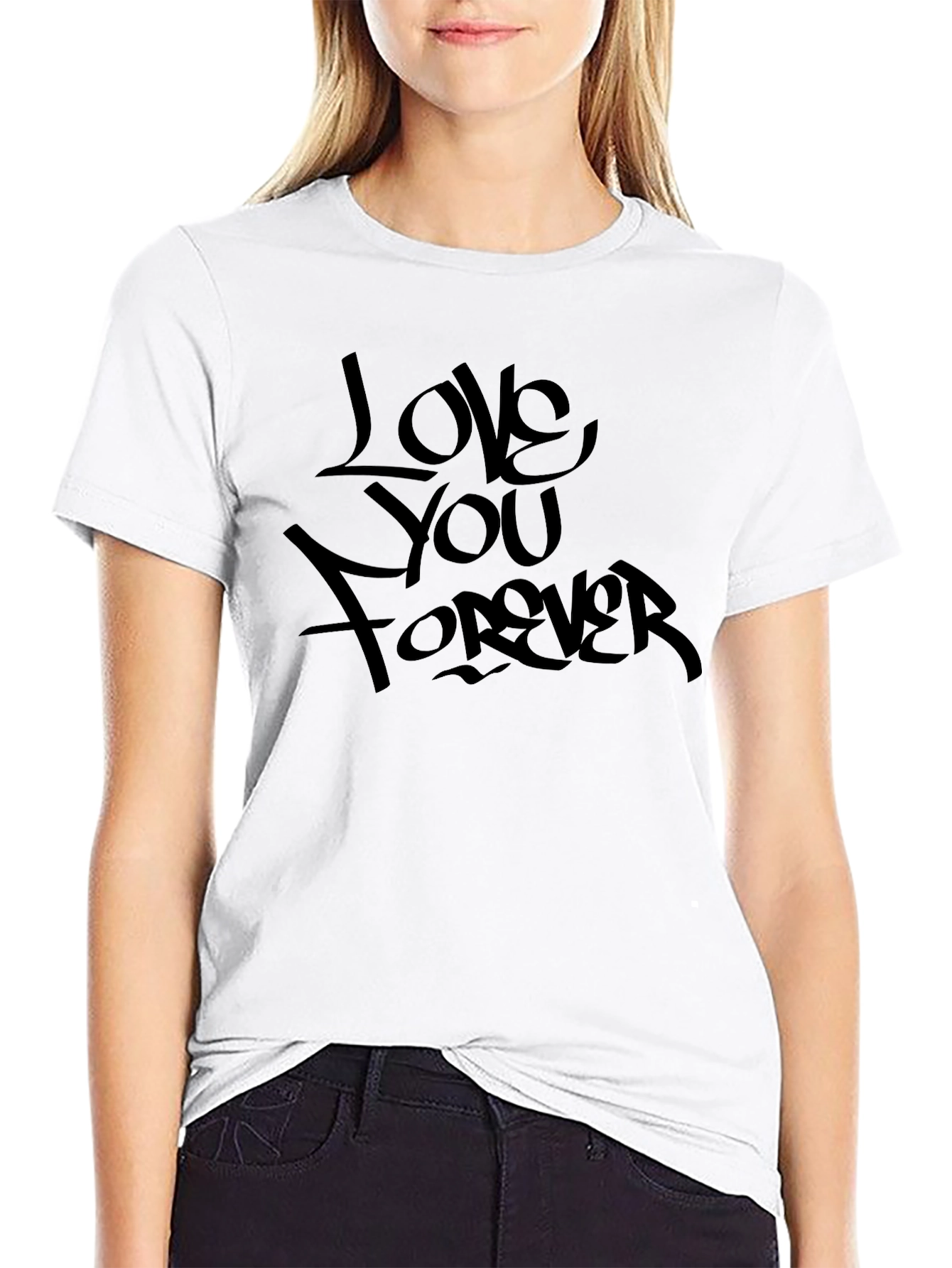 Black Love You Forever Black Graphic T-Shirt view 9