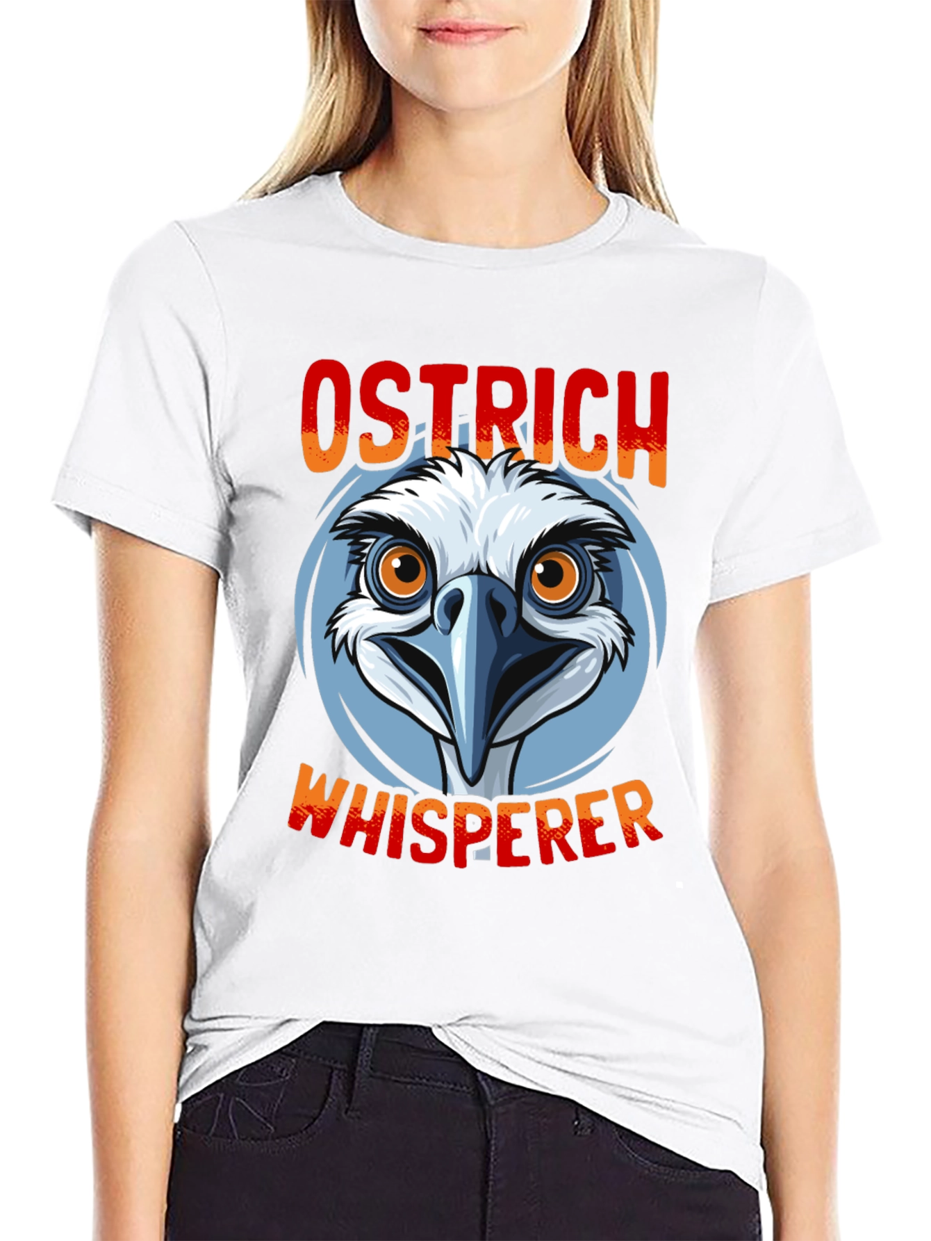 Black Ostrich Whisperer Graphic T-Shirt - Funny Bird Lover Tee view 9