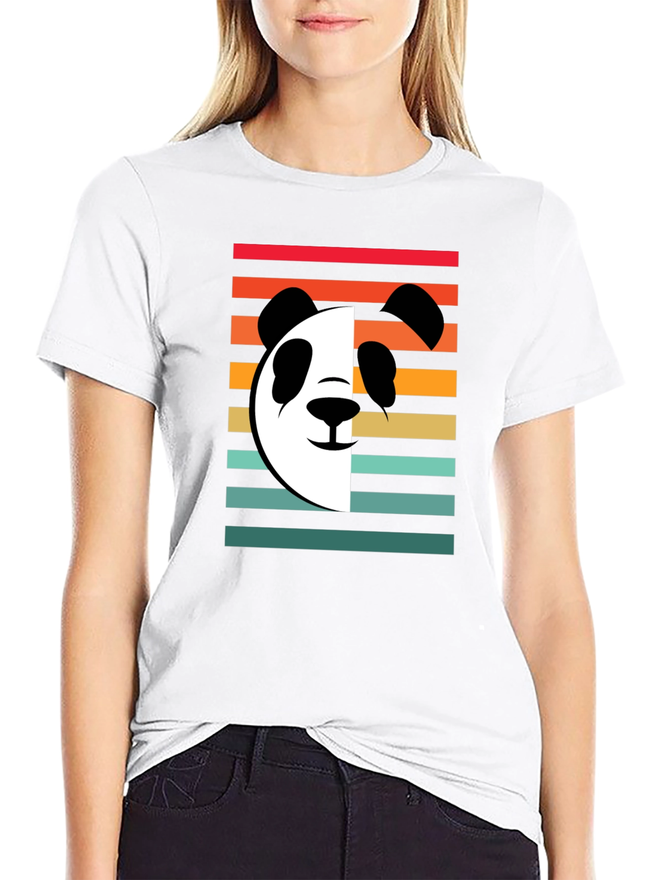 Black Retro Panda Graphic Tee - Stylish Cotton T-Shirt view 9