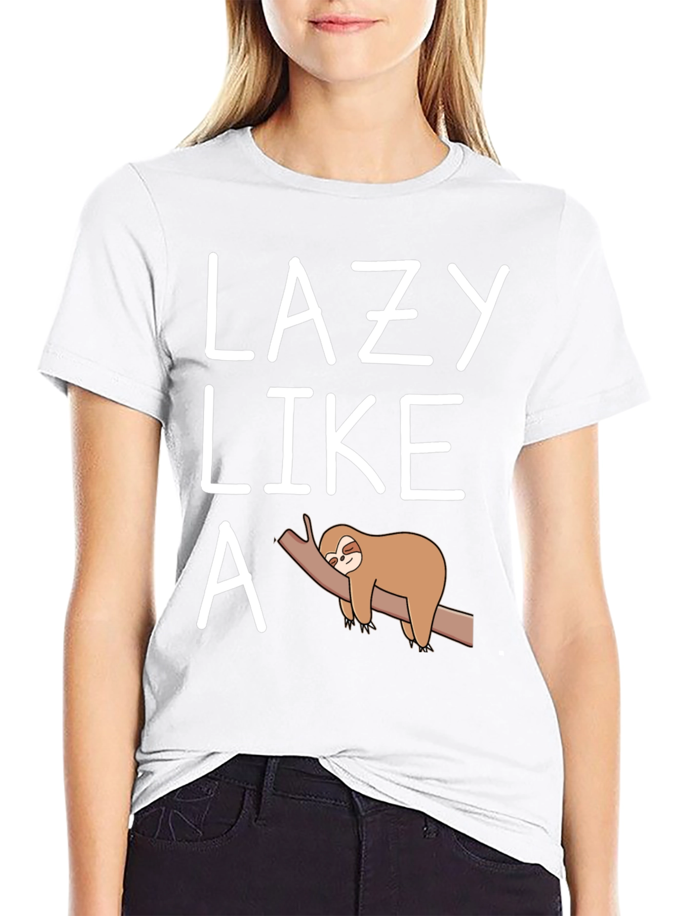 Black Lazy Like a Sloth T-Shirt Funny Graphic Tee view 9