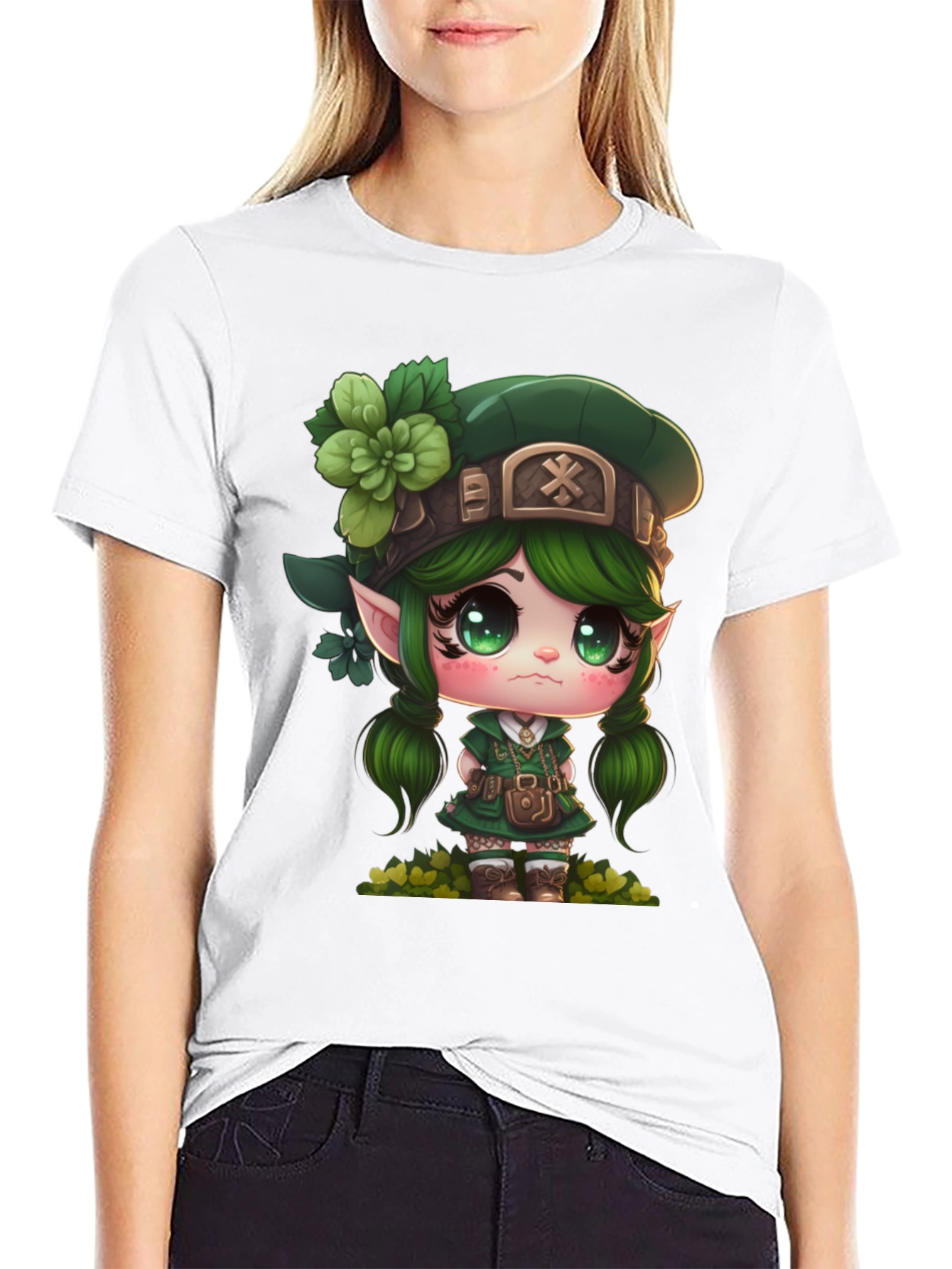 Black Lucky Leprechaun Girl's T-Shirt view 9