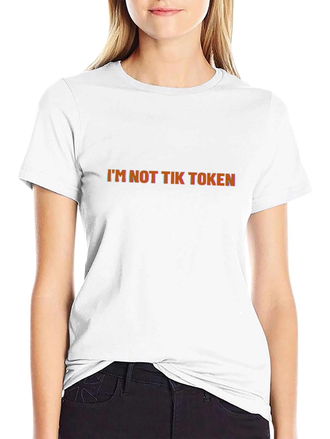 Black I'm Not Tik Token Graphic Black T-Shirt view 9