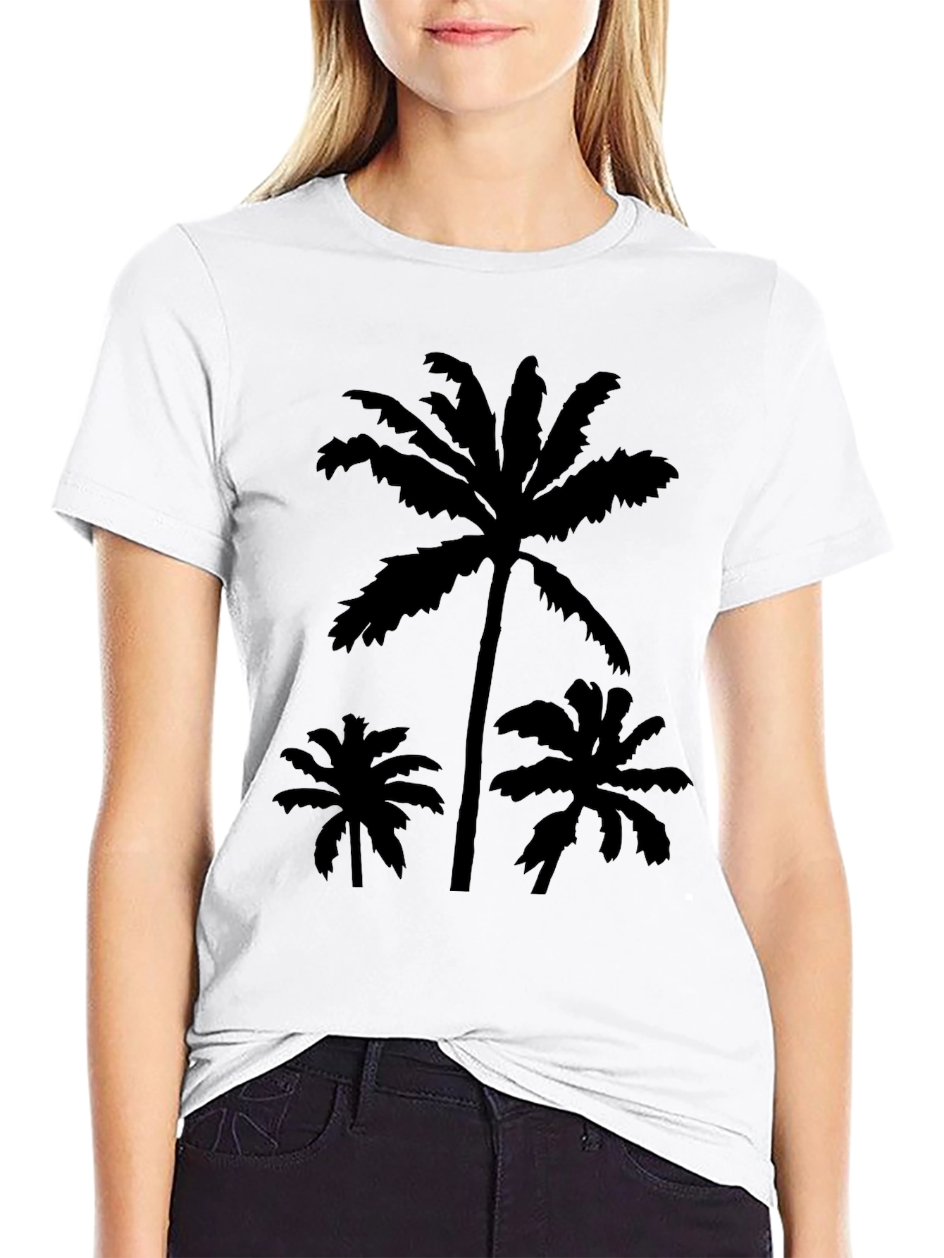 Black Tropical Palm Tree Graphic T-Shirt view 9