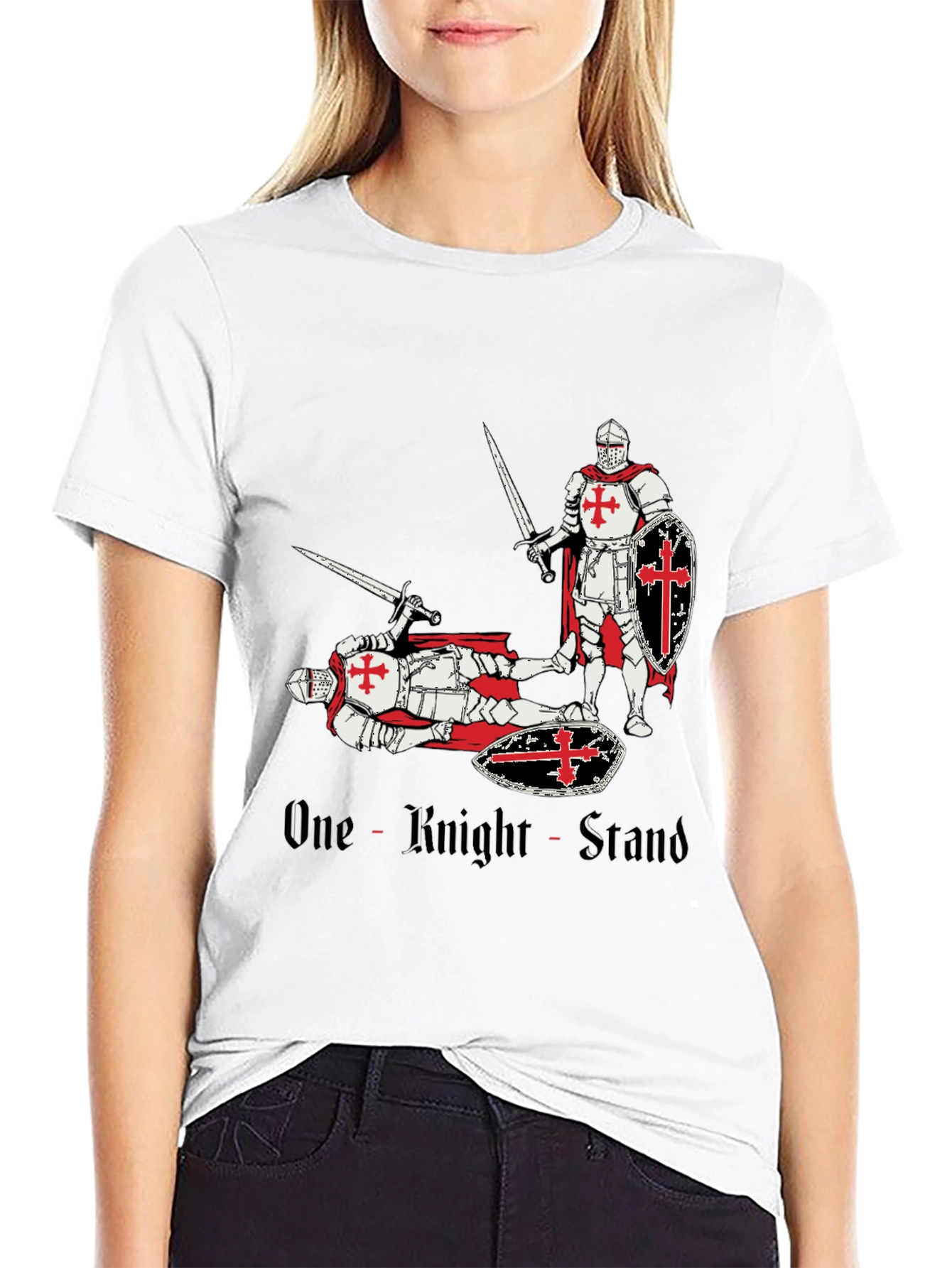 Black One Knight Stand T-Shirt Medieval Crusader Tee view 9
