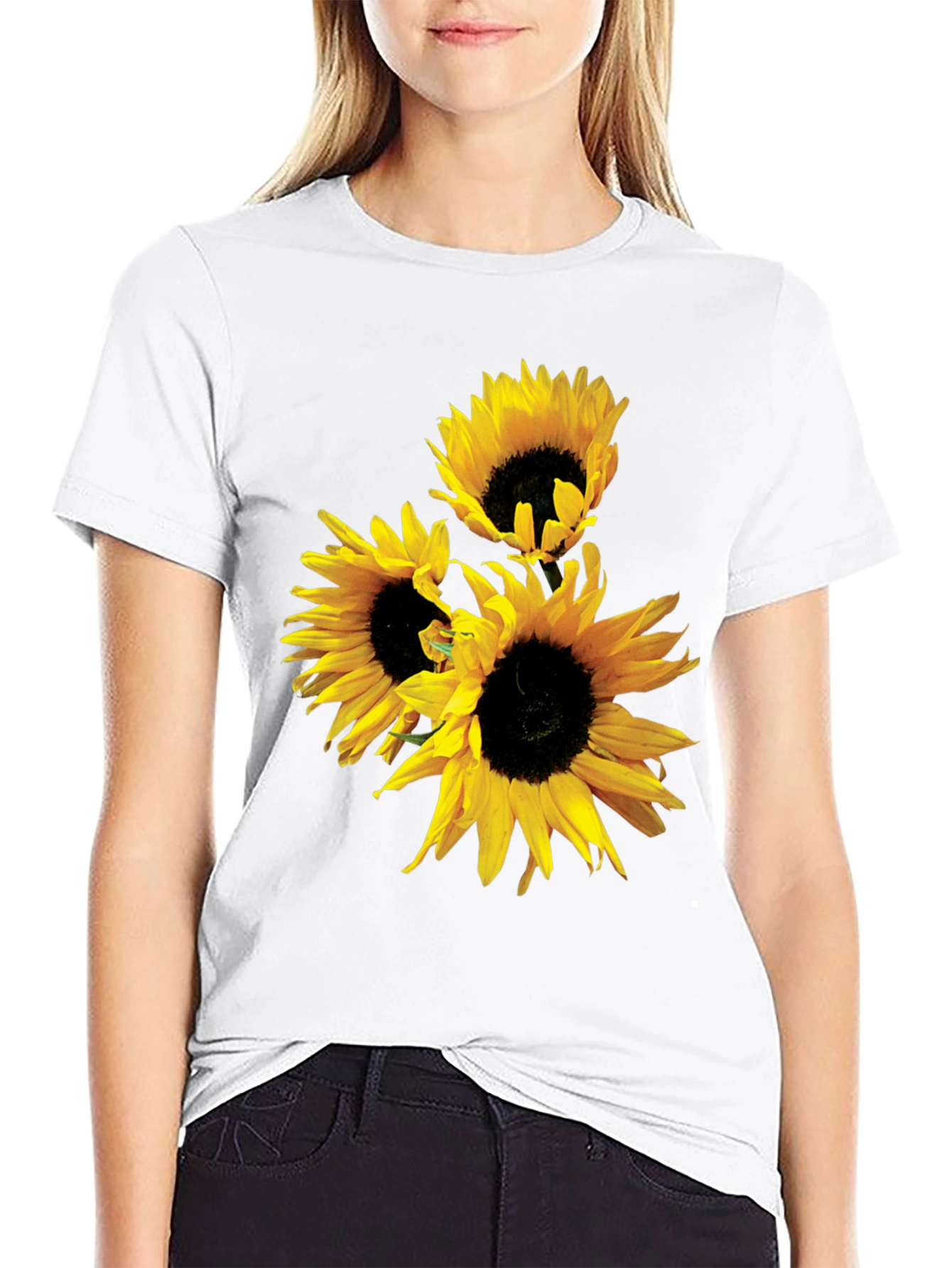 Black Sunflower Graphic Tee - Black Cotton Blend view 9