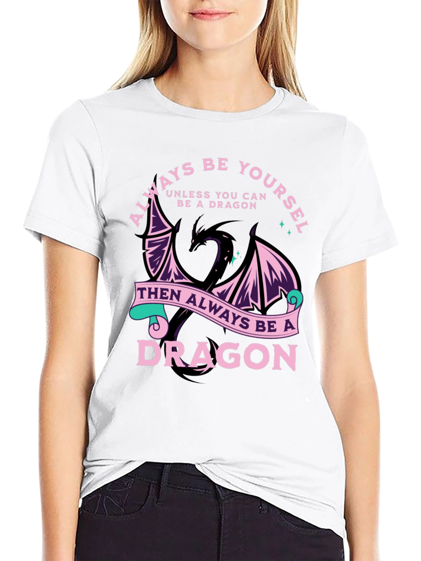 Black Always Be Yourself Dragon Graphic Tee view 9