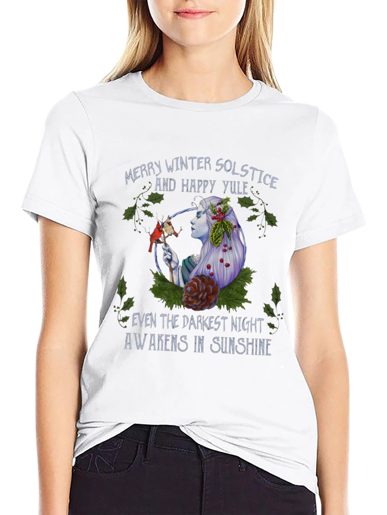 Black Winter Solstice & Happy Yule Graphic T-Shirt view 9