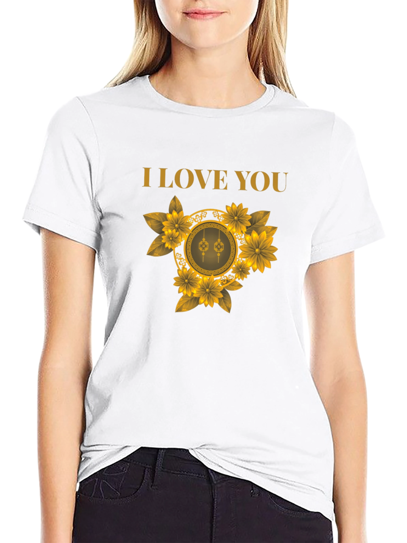 Black I Love You Floral T-Shirt view 9