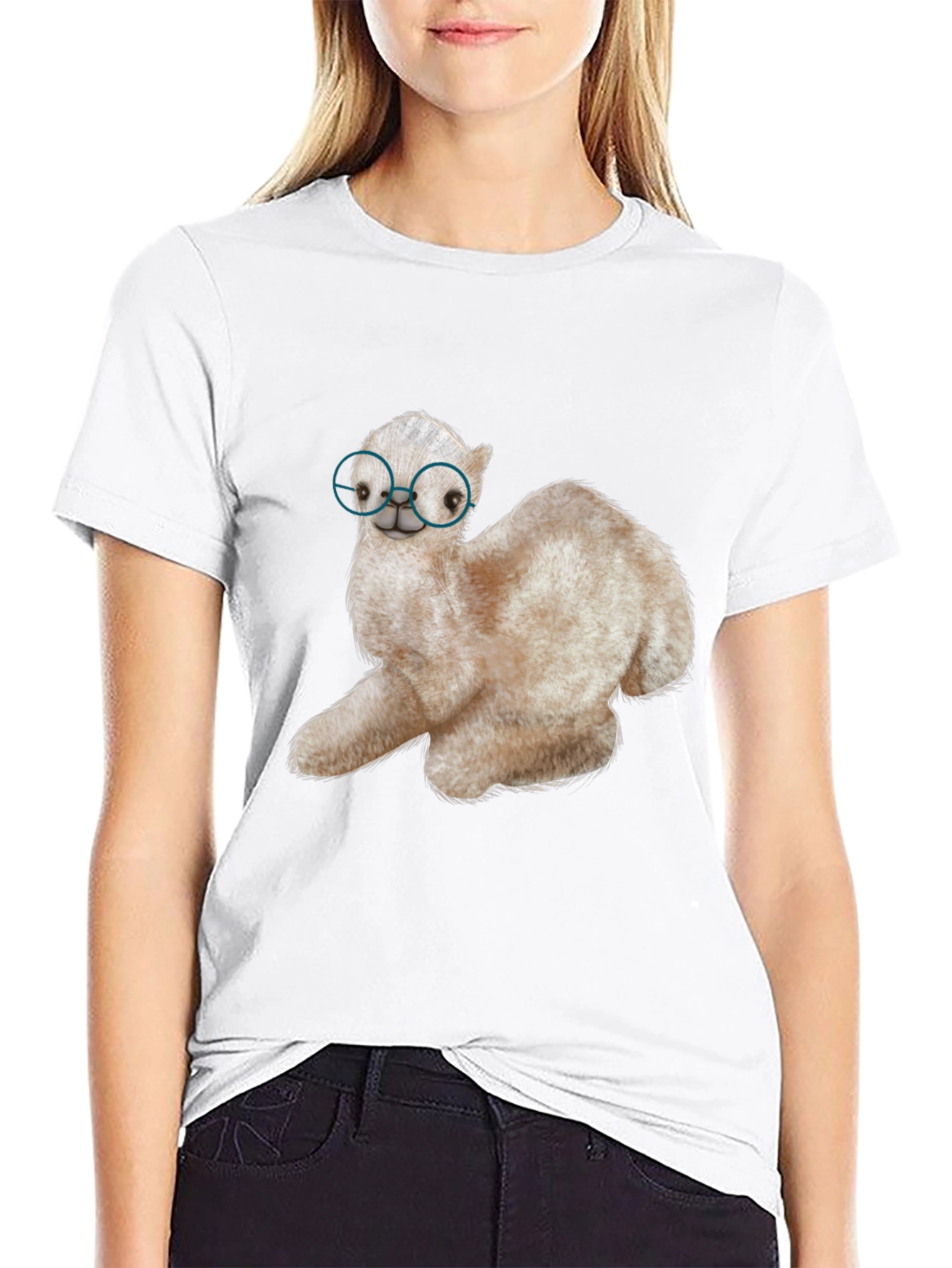 Black Alpaca with Glasses Graphic Tee view 9