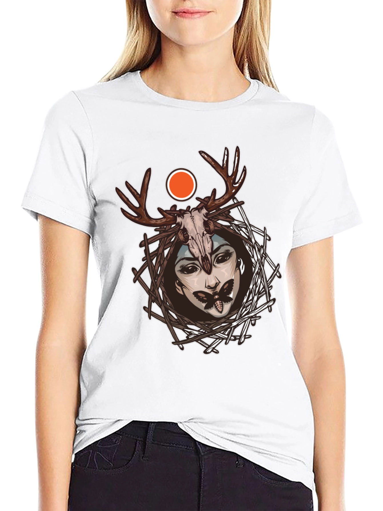 Mystic Skull & Antler Graphic T-Shirt - 9