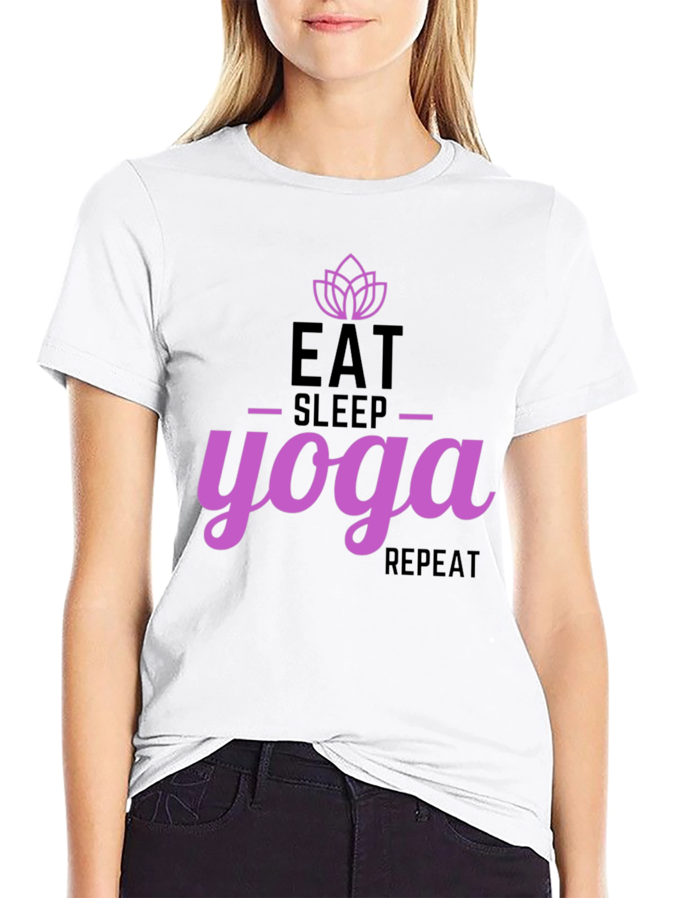 Black Eat Sleep Yoga Repeat Black T-Shirt view 9