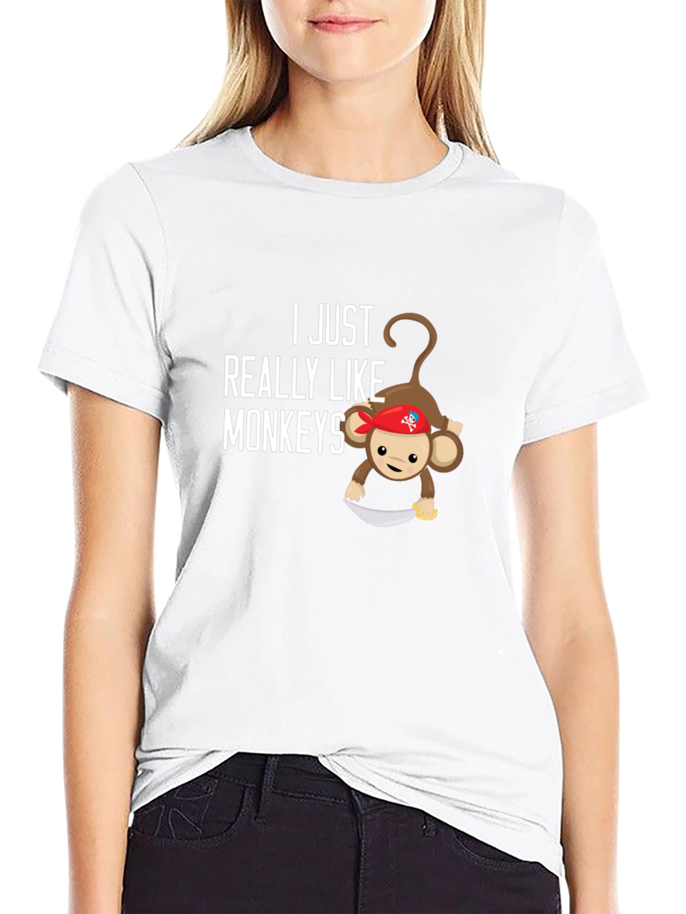 Black I Just Really Like Monkeys T-Shirt view 9