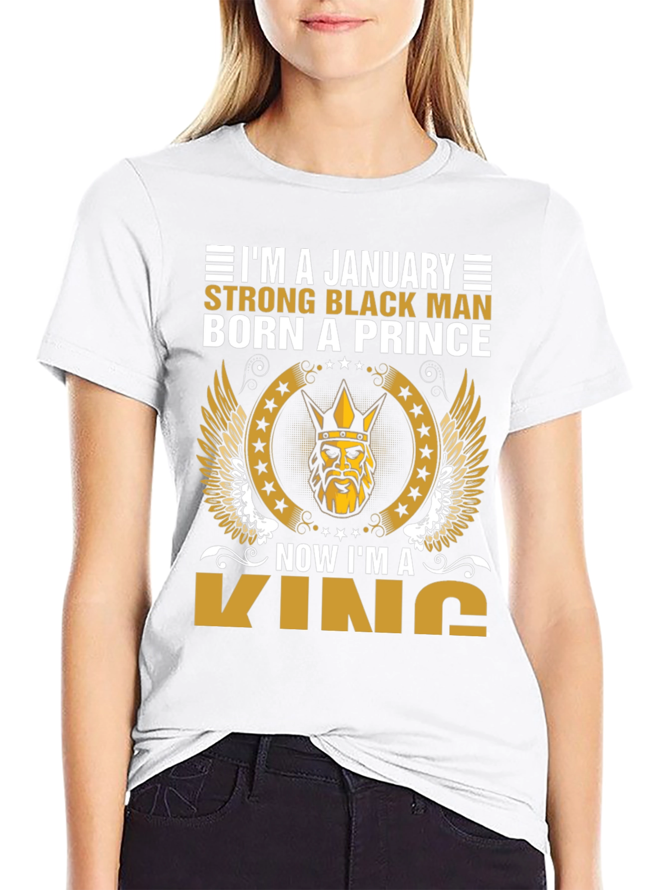 January Born Black Prince Now King Graphic Tee - 9