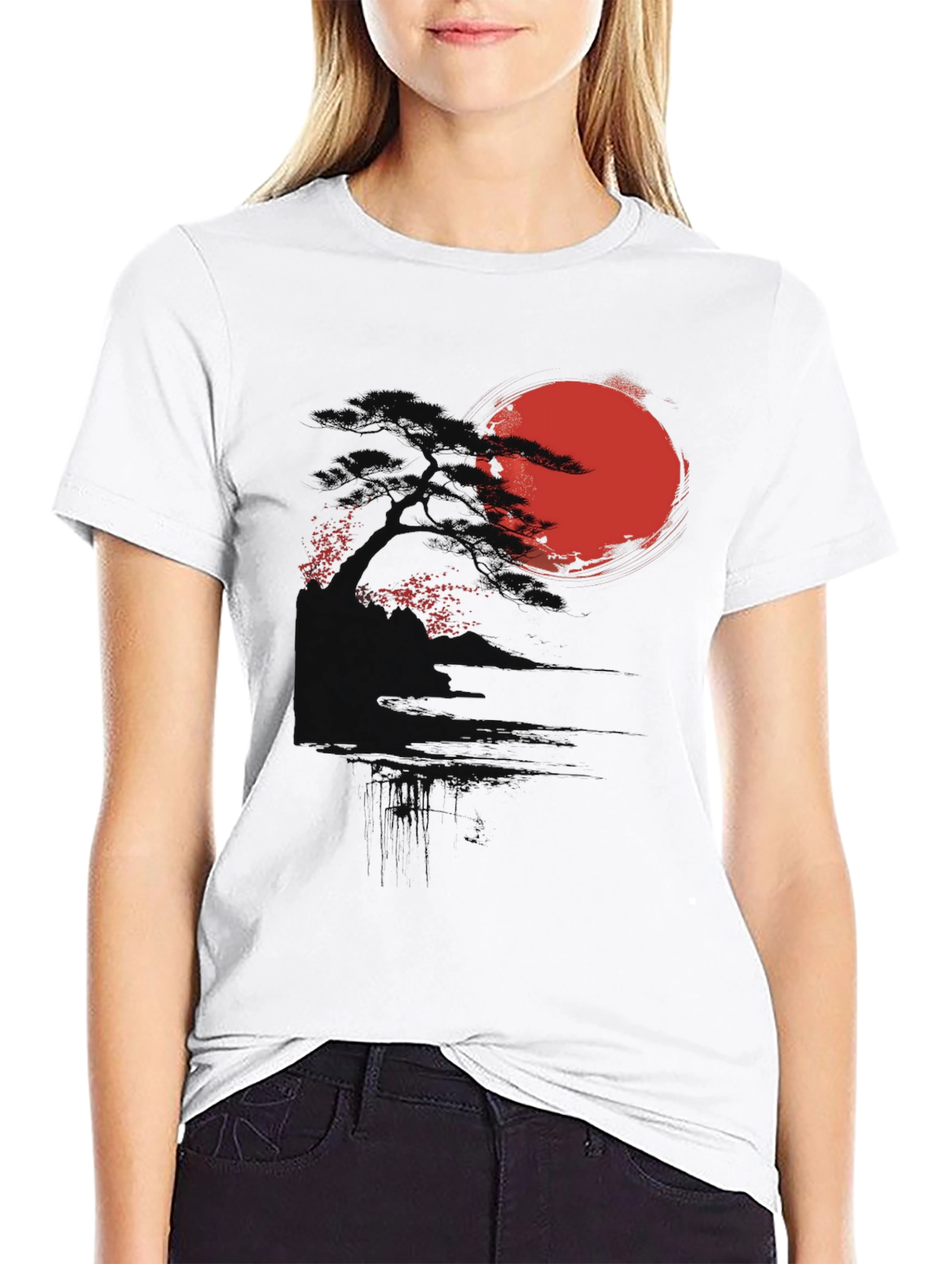 Black Rising Sun Graphic Tee - Black Cotton Blend view 9