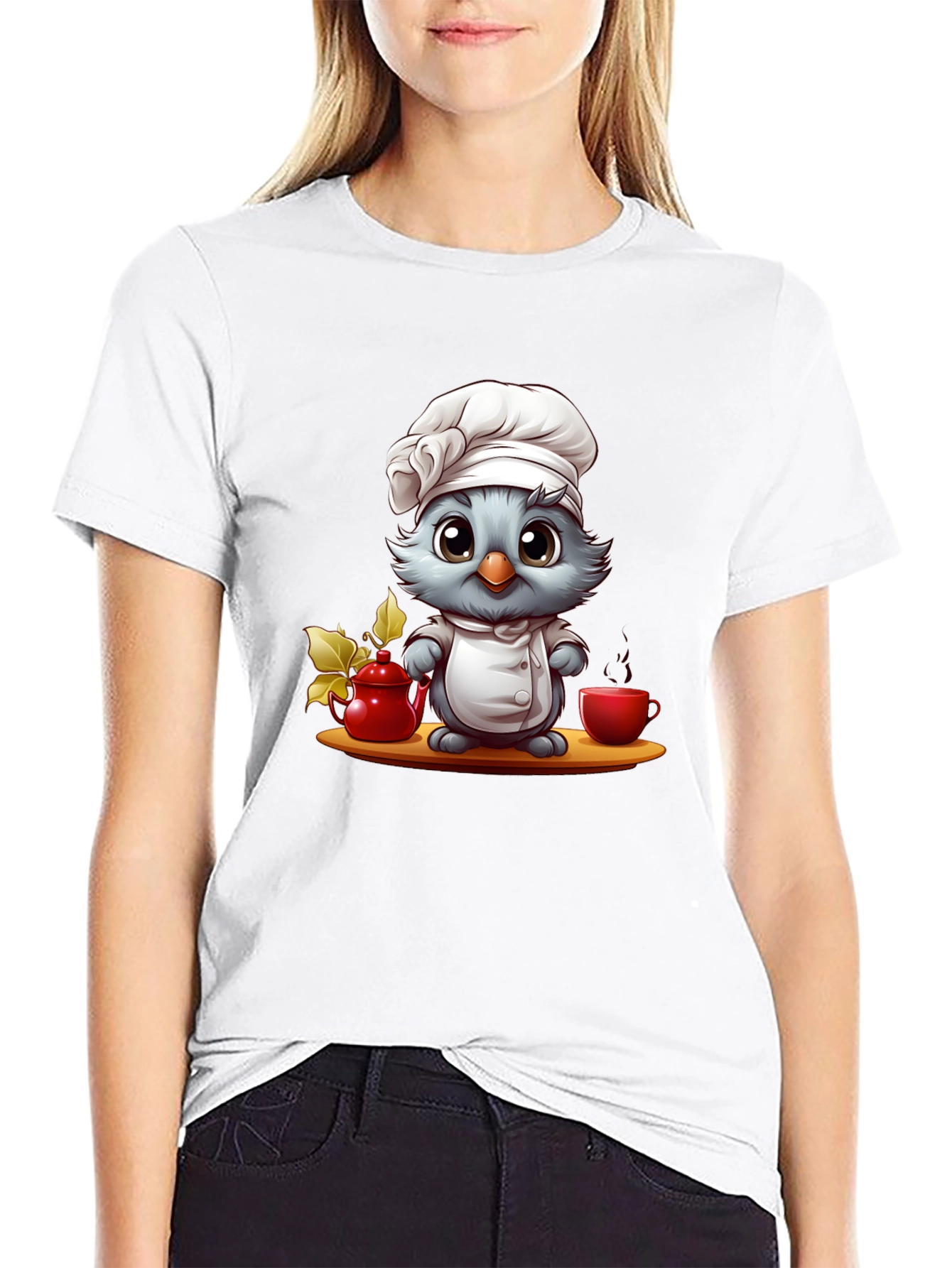 Black Chef Bird Graphic T-Shirt - Cute & Comfortable Tee view 9