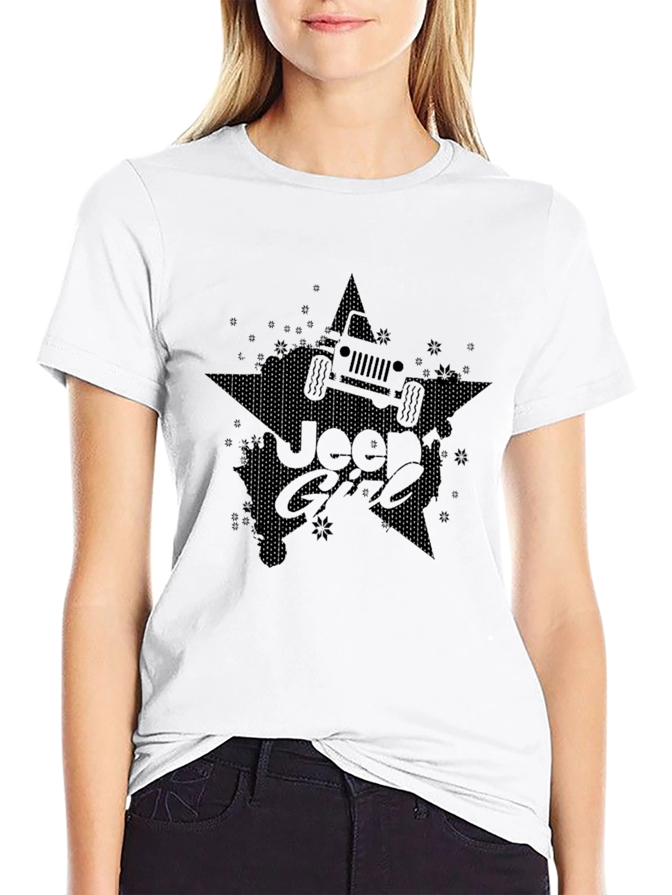 Black Jeep Girl Star Graphic Tee - Black view 9