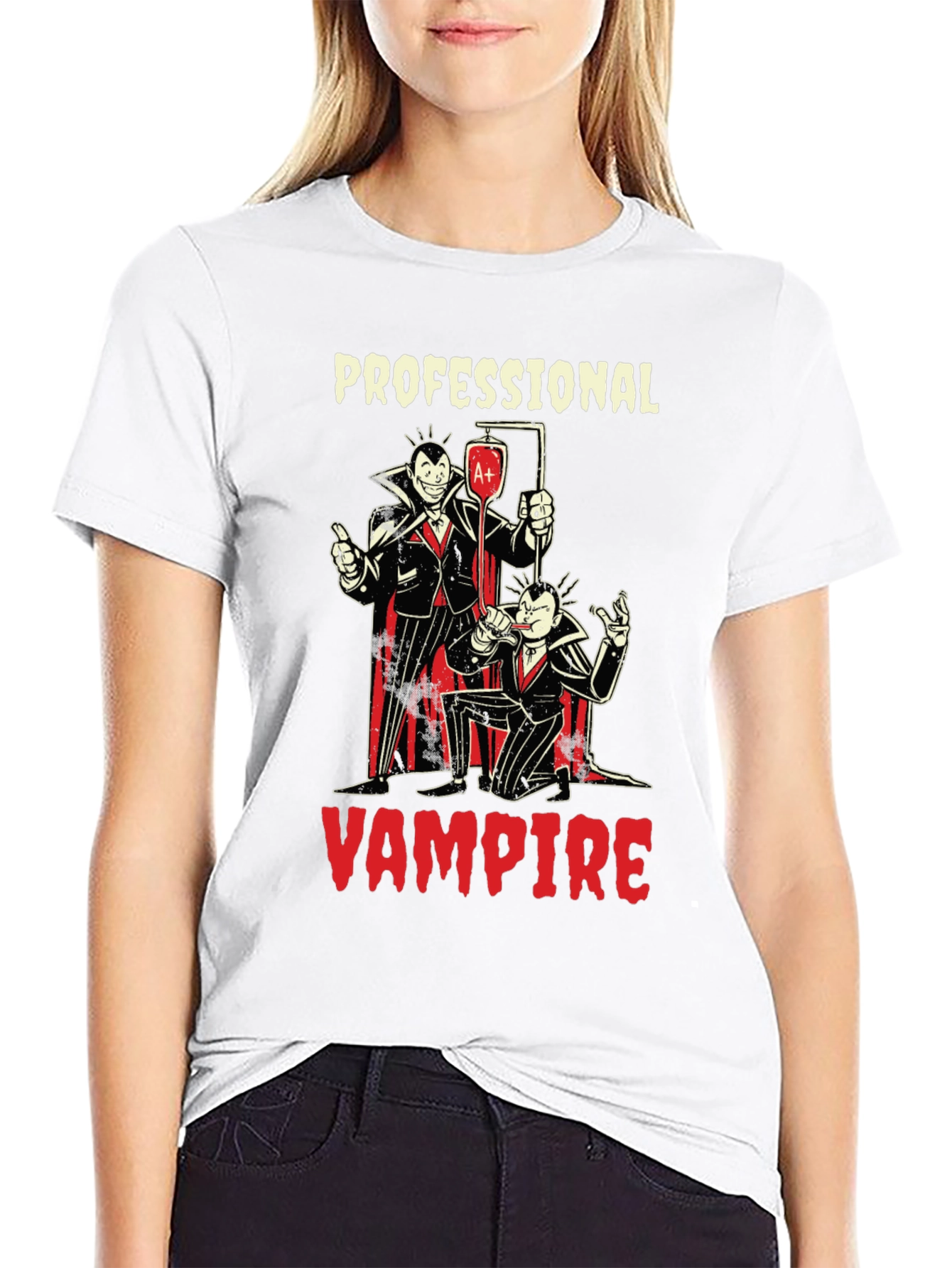 Black Professional Vampire Graphic T-Shirt - Novelty Tee view 9