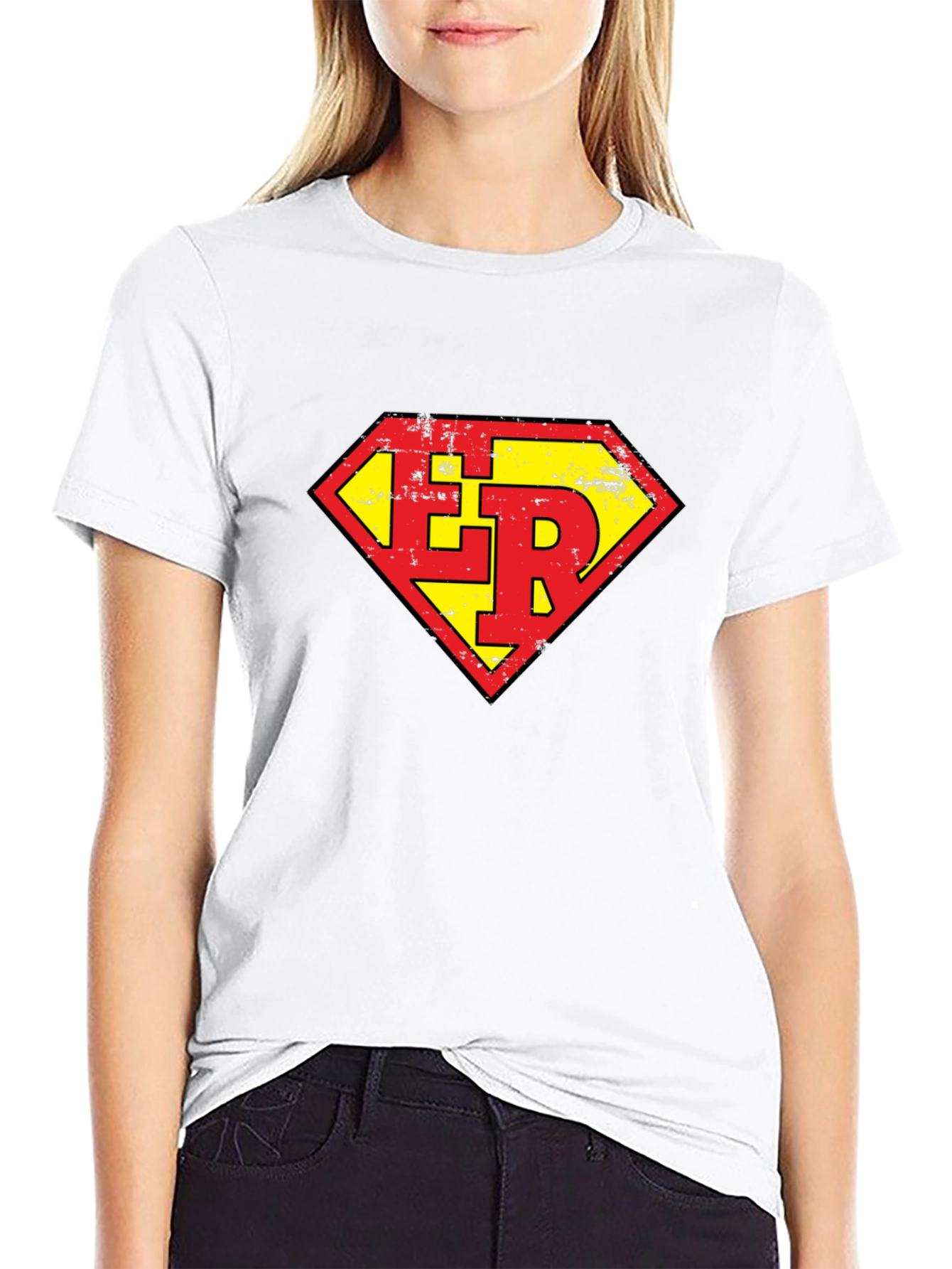 Black ER Super Hero Style Graphic Tee - Black view 9
