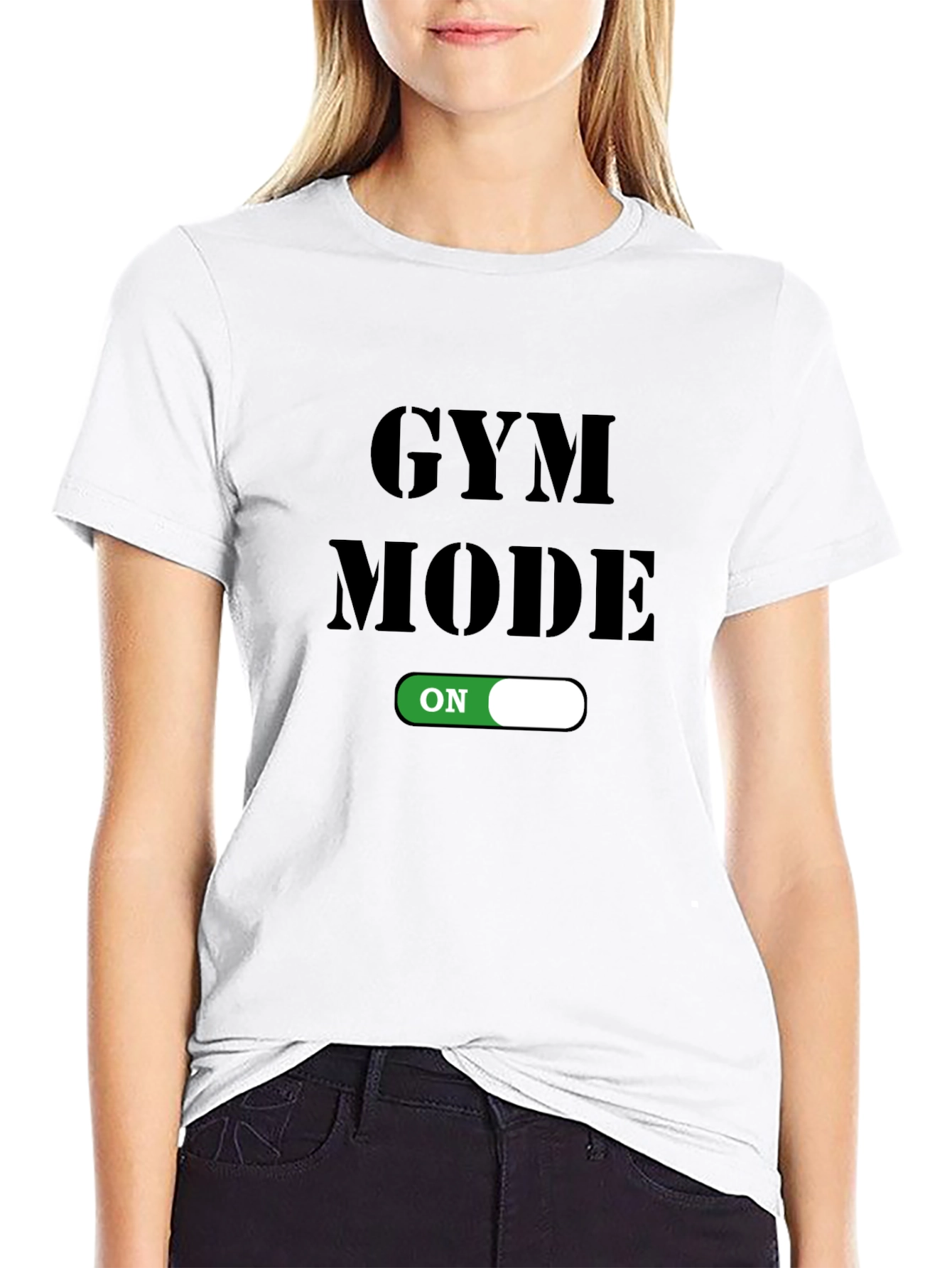 Black Gym Mode On T-Shirt - Fitness Apparel view 9