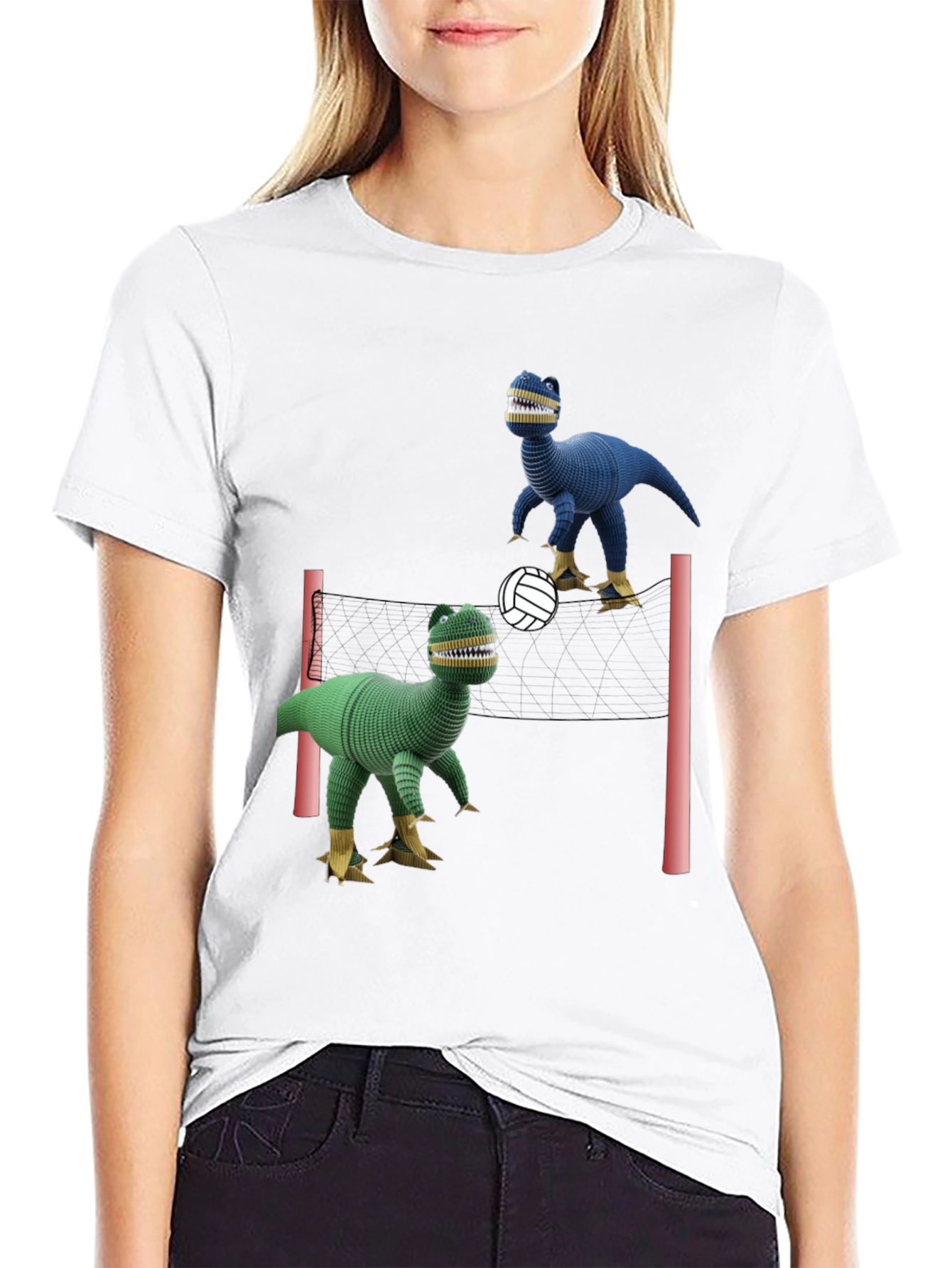 Black Dino Volleyball Black T-Shirt view 9