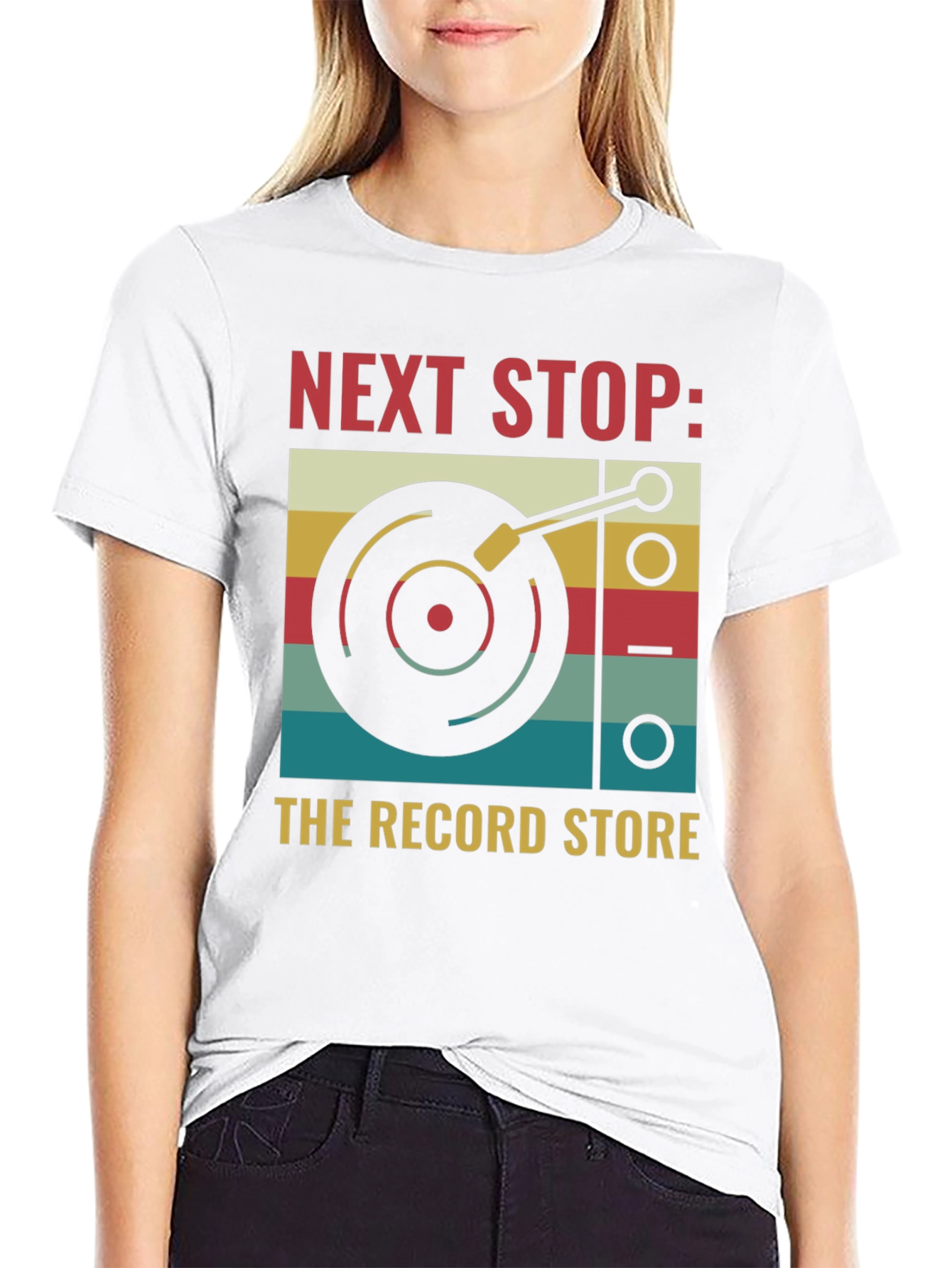 Black Next Stop Record Store Graphic Tee view 9