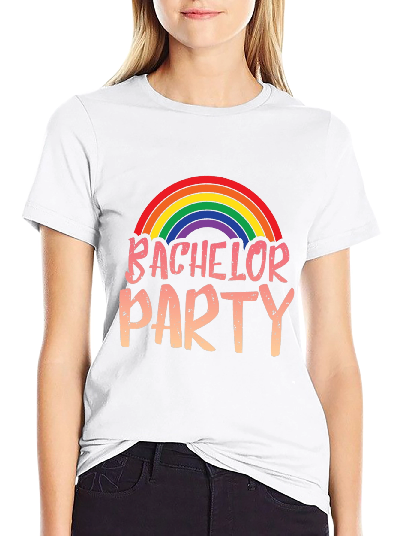 Black Bachelor Party Rainbow Graphic Tee view 9