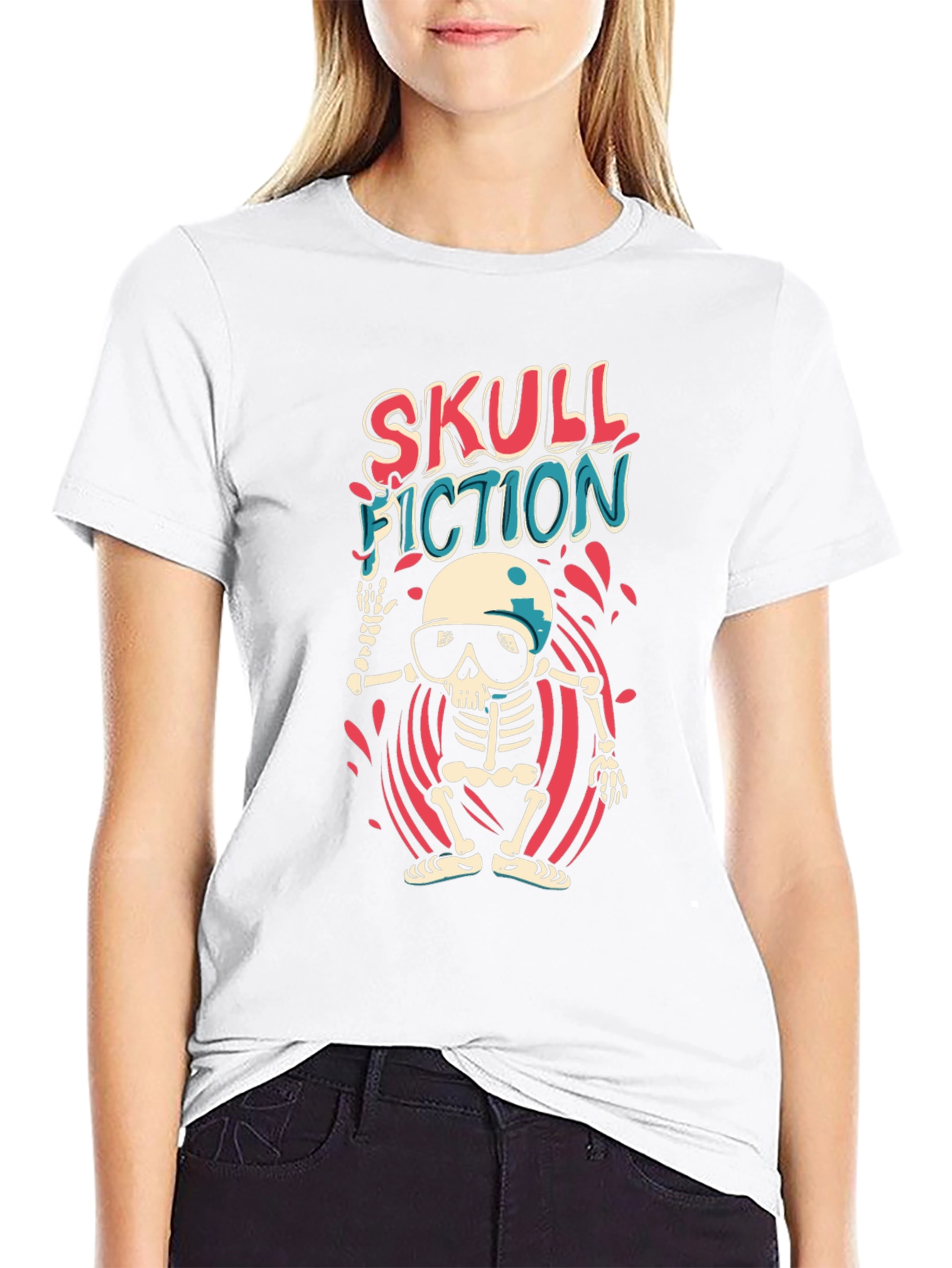 Black Skull Fiction Graphic Tee - Black view 9