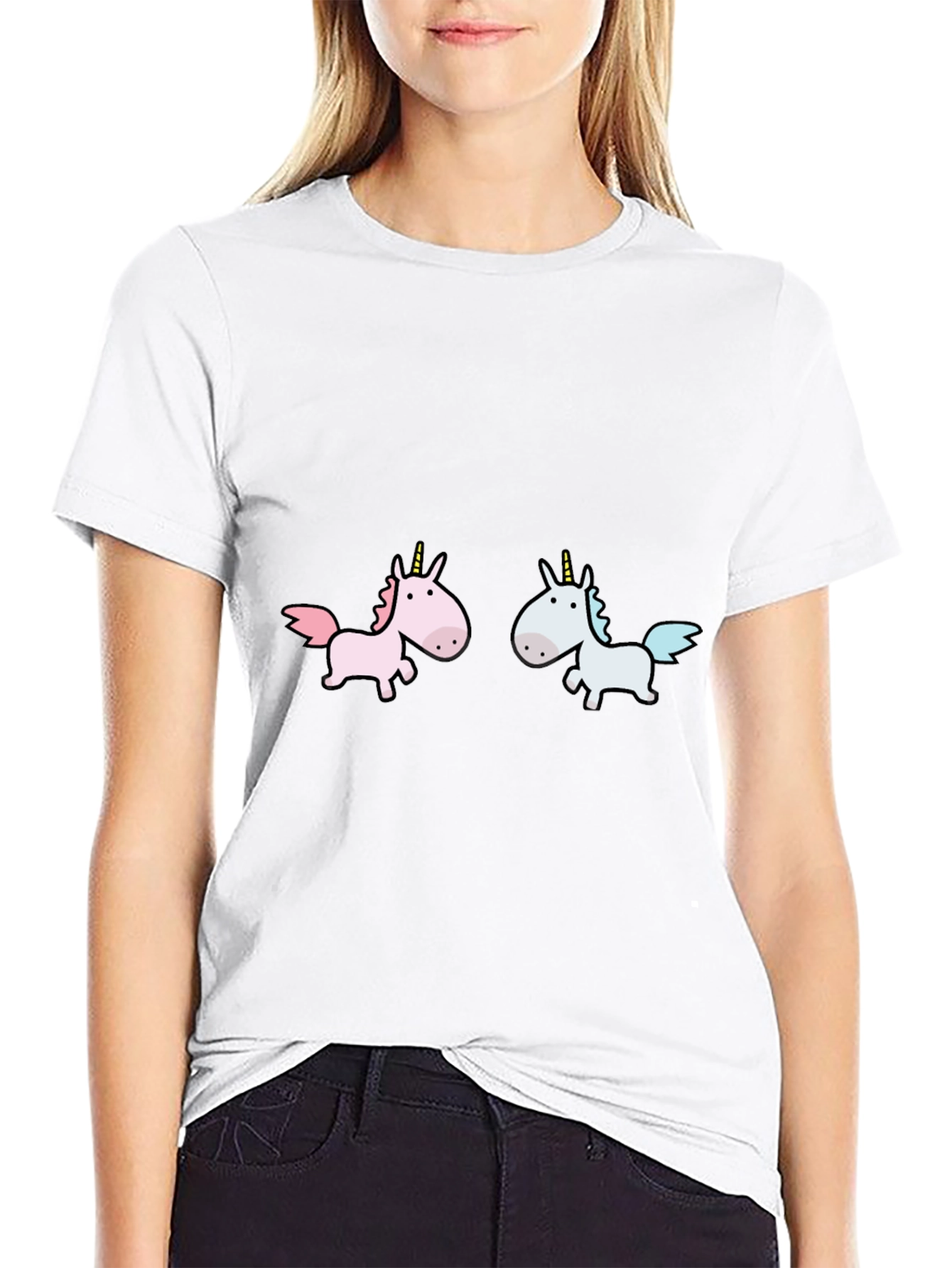 Black Unicorn T-Shirt: Whimsical Cartoon Design view 9