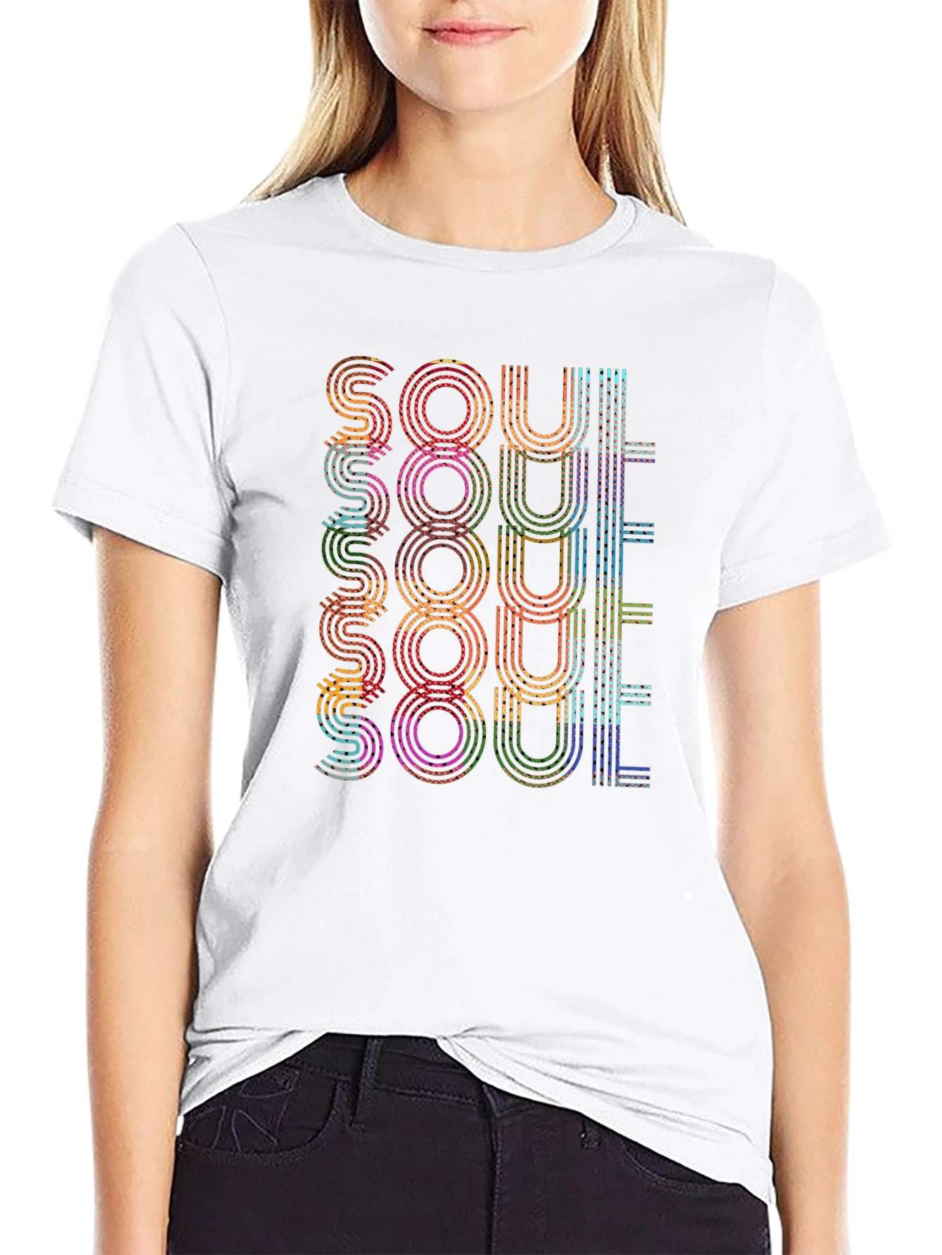 Black Retro Soul T-Shirt - Colorful Vintage Design view 9