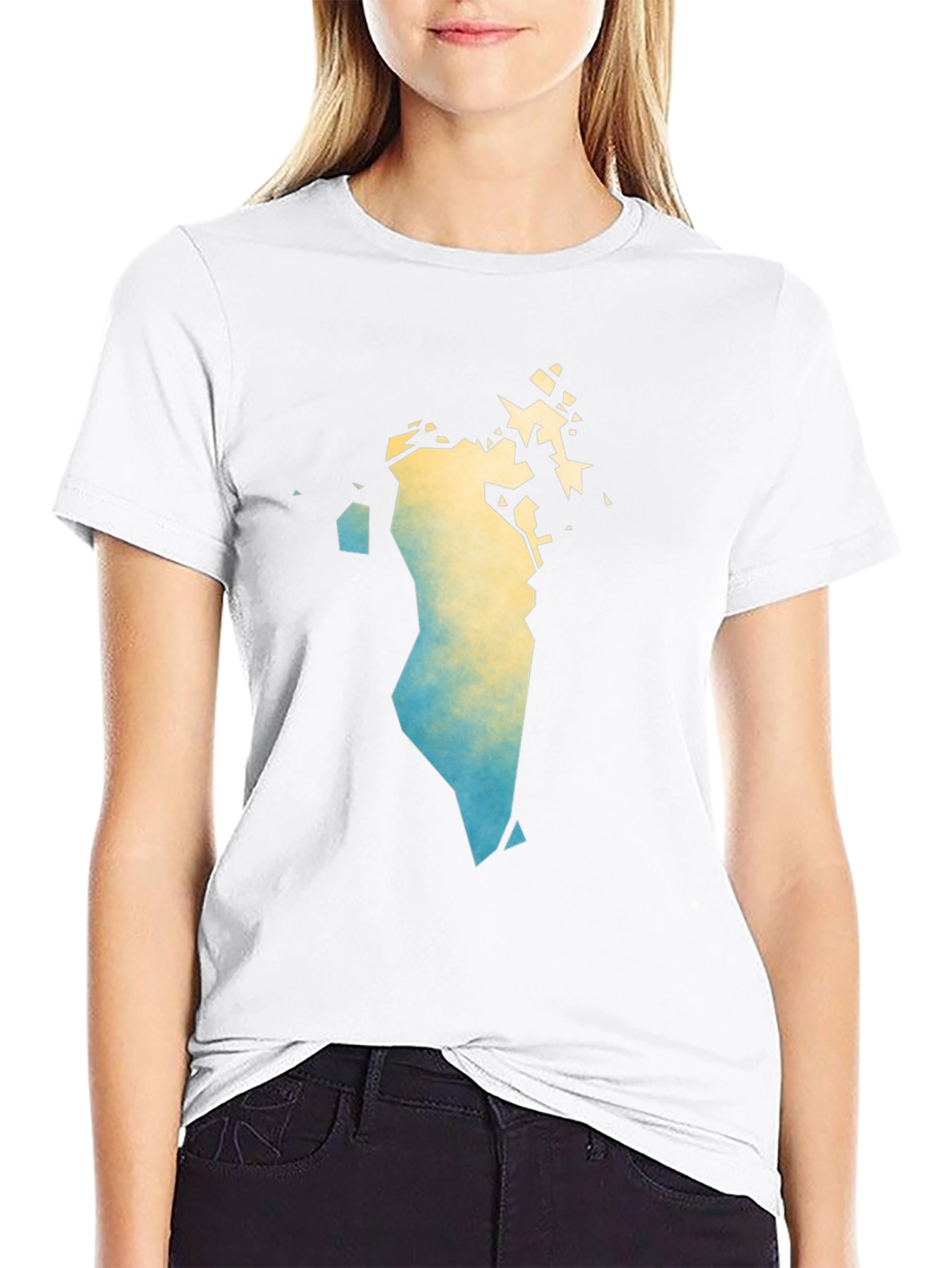 Black Bahrain Map Art Black T-Shirt - Stylish Graphic Tee view 9