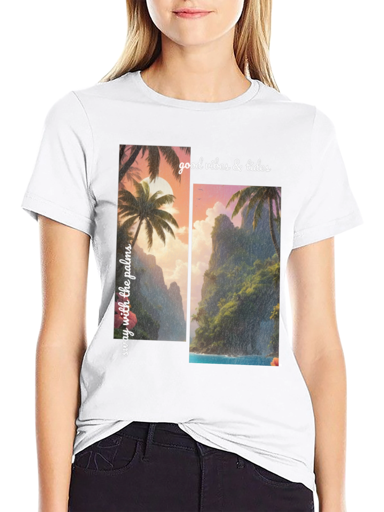 Tropical Vibes Graphic Tee - Sway with the Palms - 9