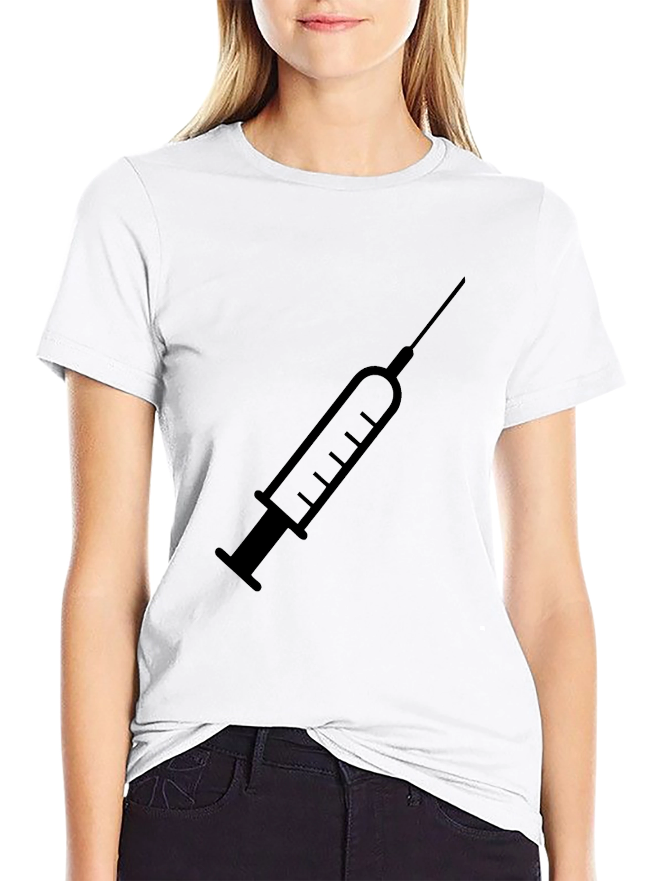 Black Syringe Graphic T-Shirt - Unisex Medical Theme view 9