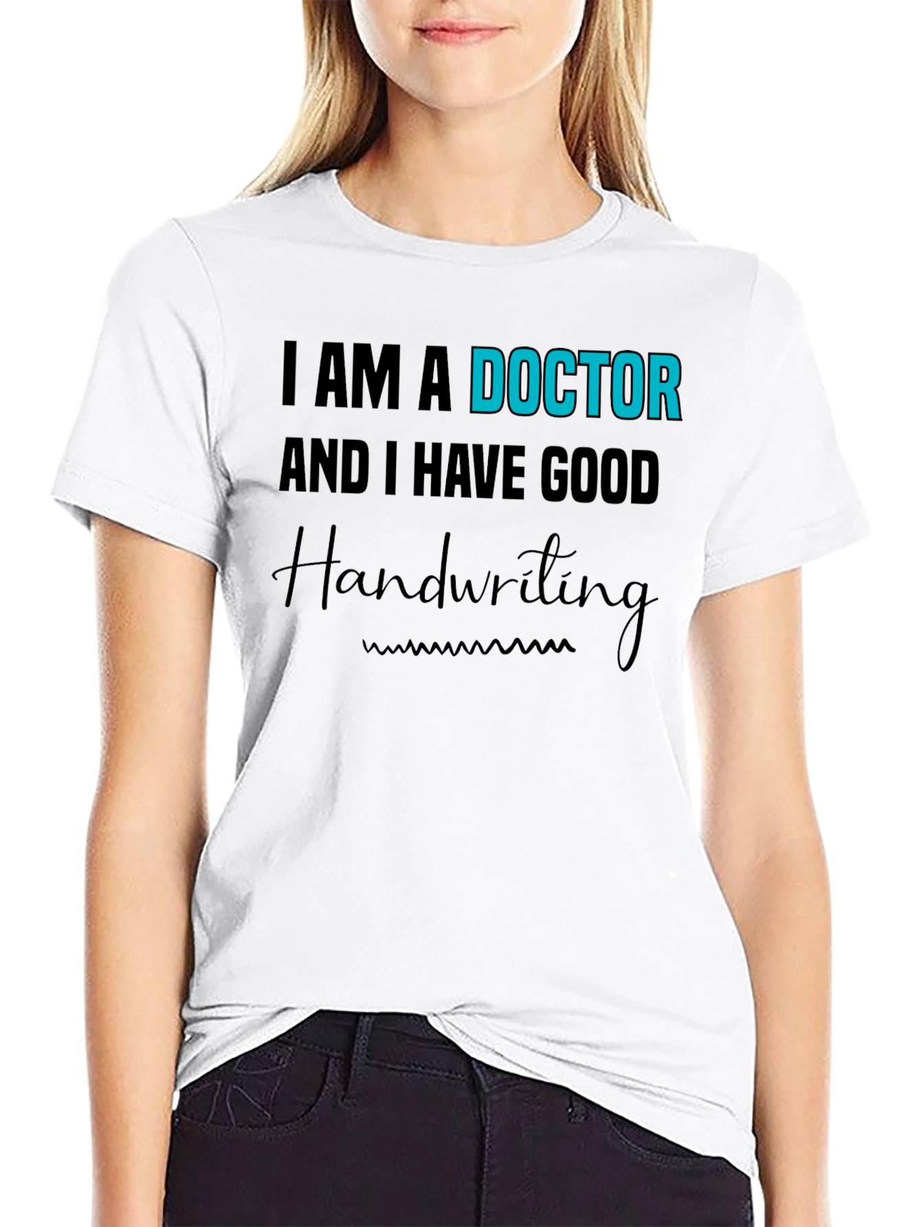 Black I am a Doctor Handwriting T-Shirt view 9