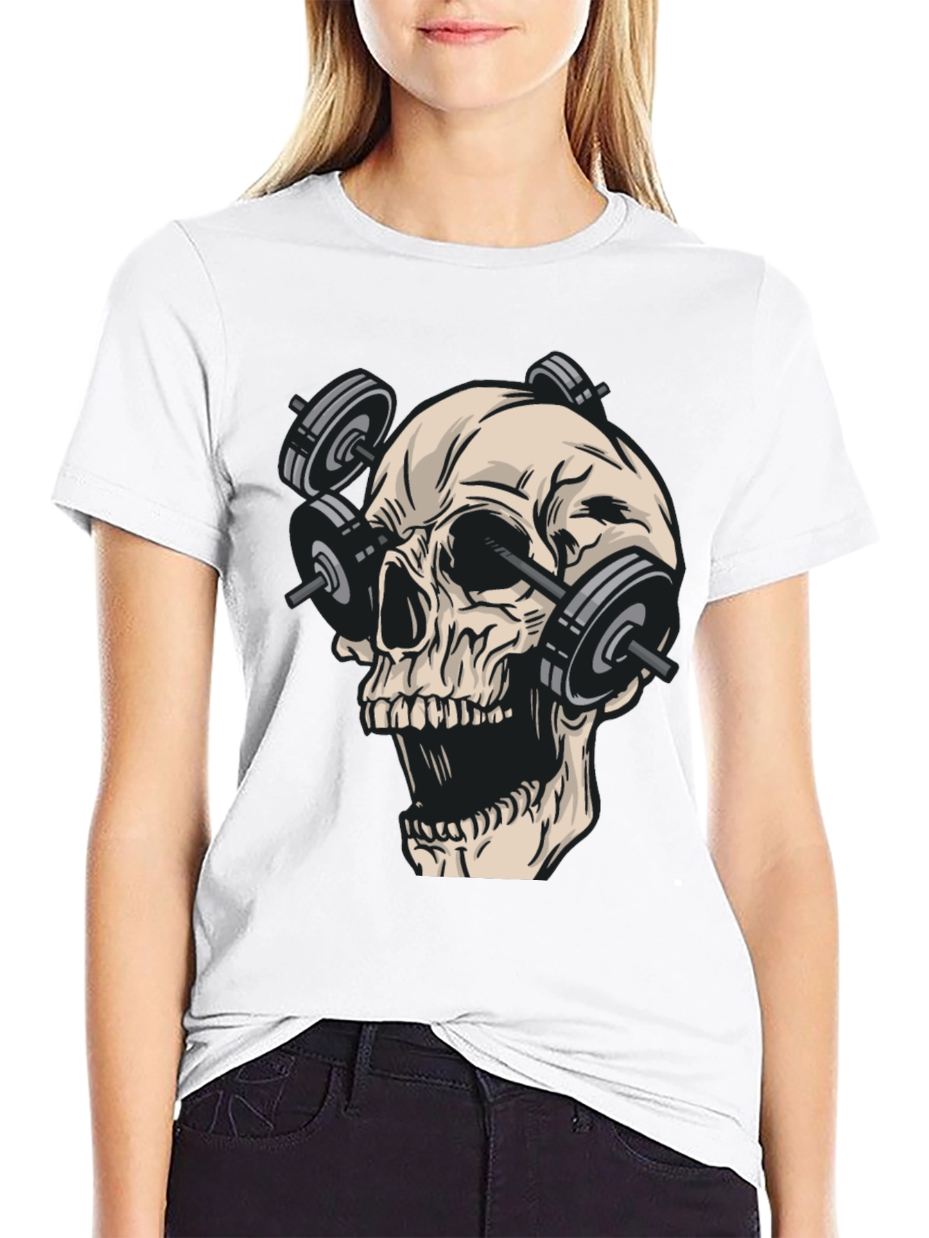 Black Skull Gym Weights Black T-Shirt view 9