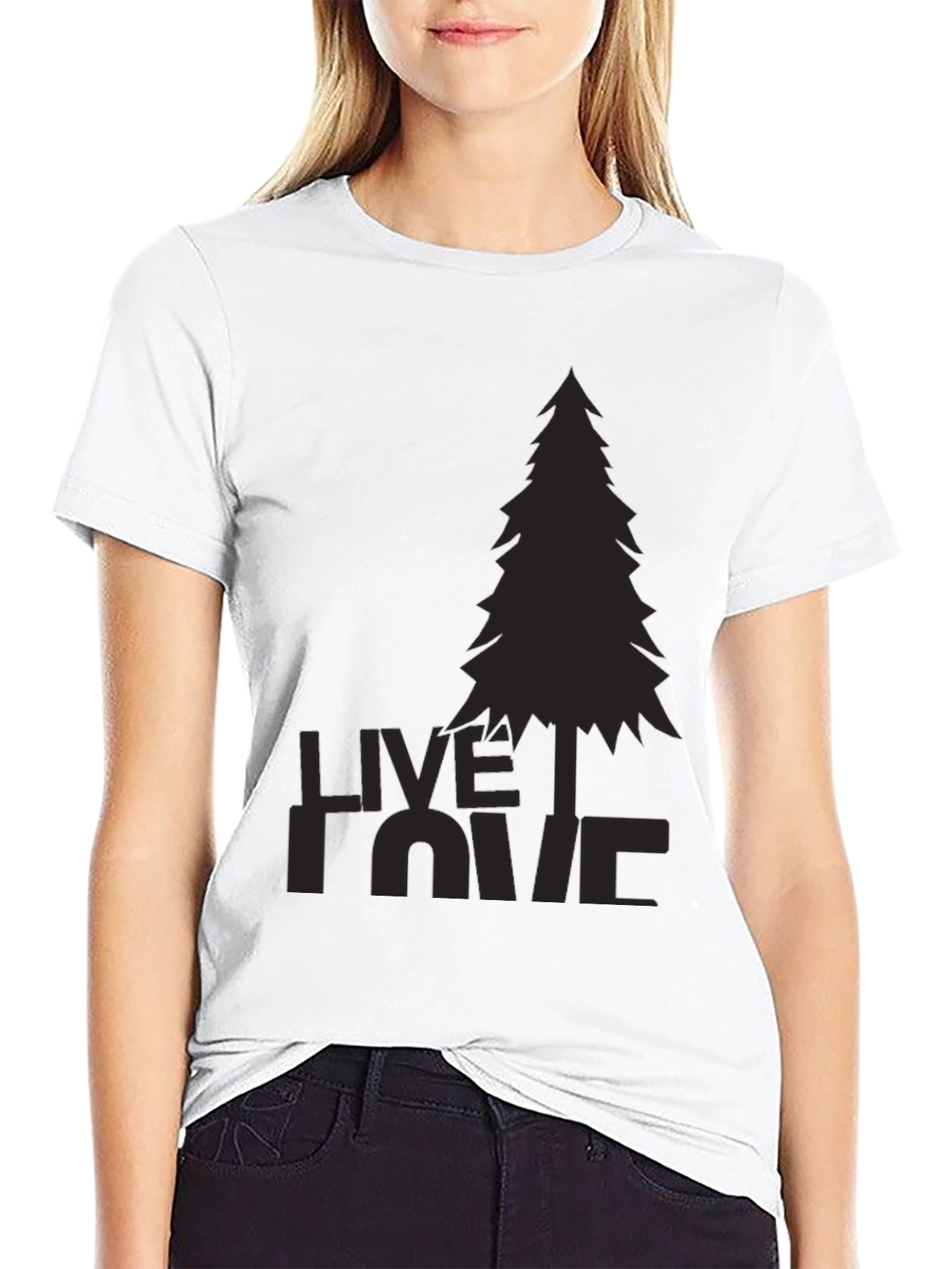 Black Nature Lover's Black Tee - Live, Love, Pine view 9