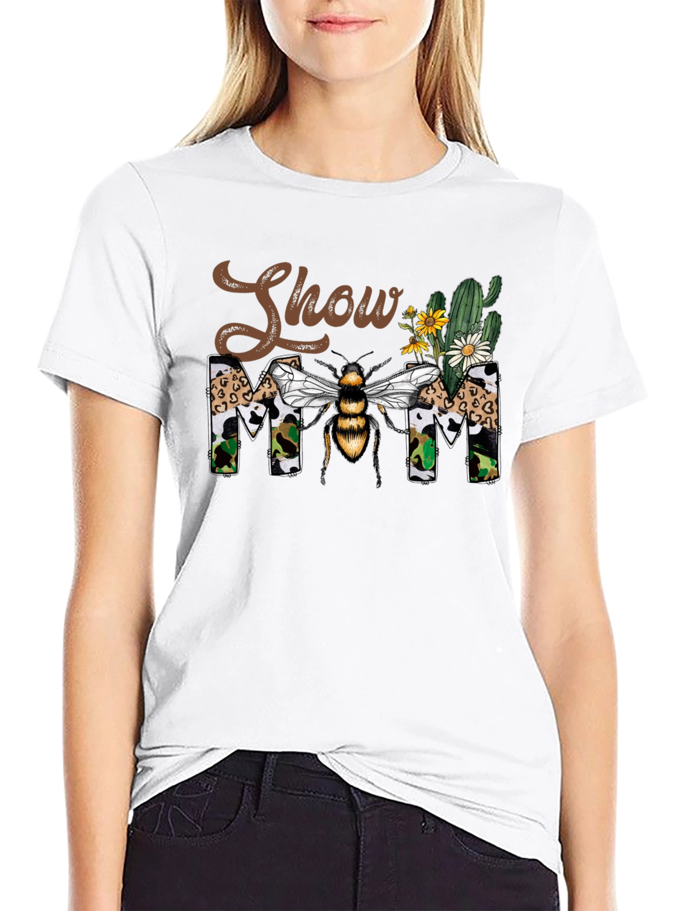 Black Show Mom Bee Graphic T-Shirt view 9
