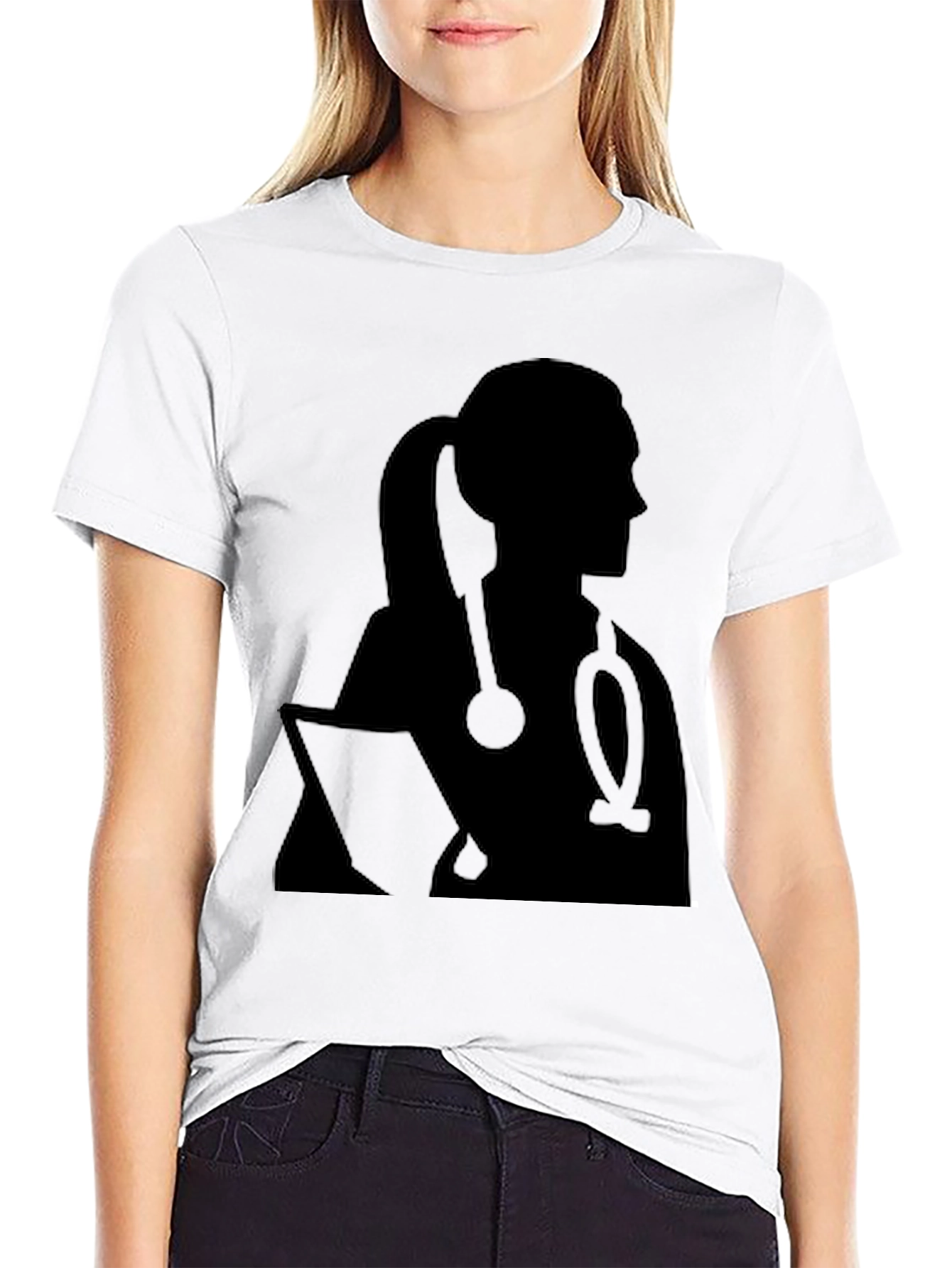 Black Doctor Silhouette T-Shirt - Stylish Medical Apparel view 9