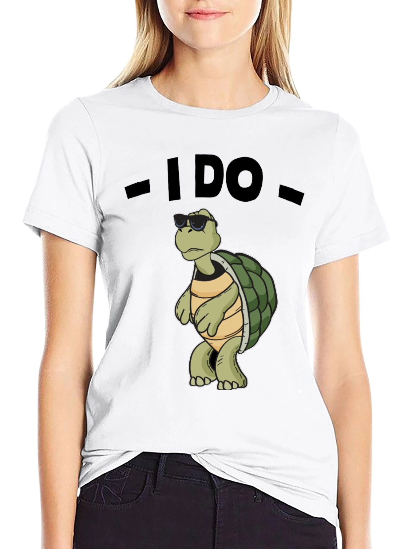 Black Cool Turtle T-Shirt - I Do - Black Cotton Tee view 9