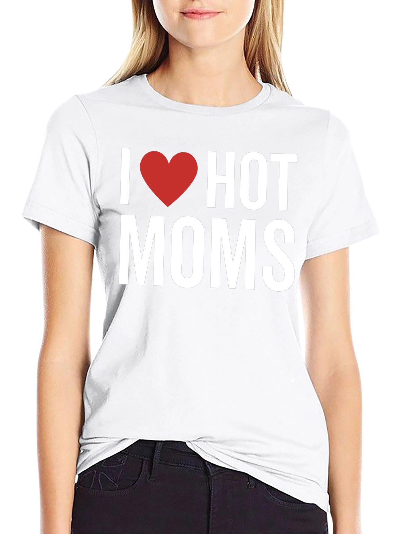 Black I Heart Hot Moms Graphic T-Shirt - Adult Humor Tee view 9