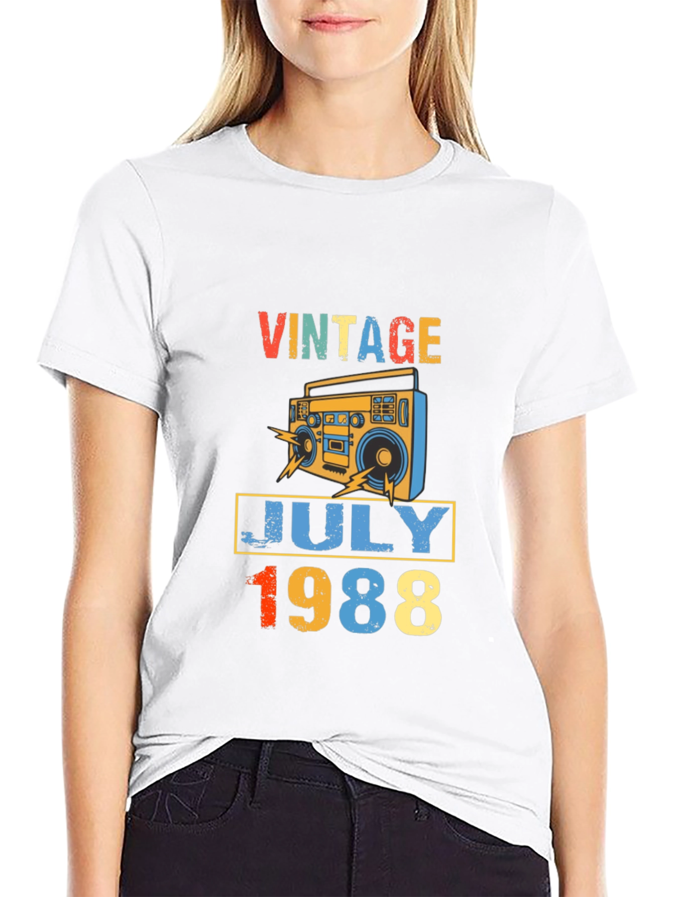 Black Vintage July 1988 T-Shirt - Retro Birthday Gift view 9