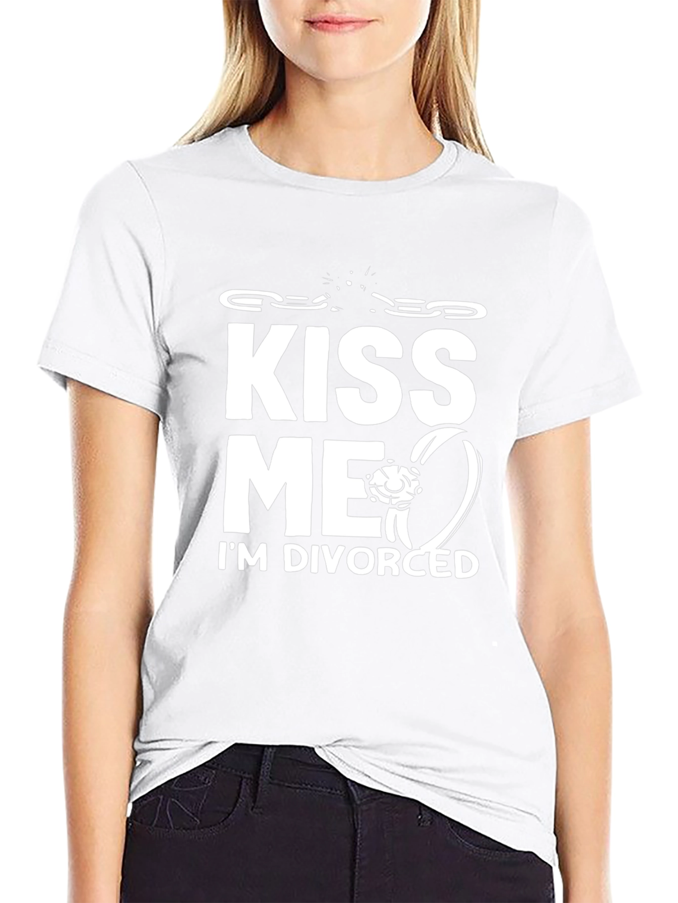 Black Kiss Me I'm Divorced T-Shirt Funny Slogan Tee view 9