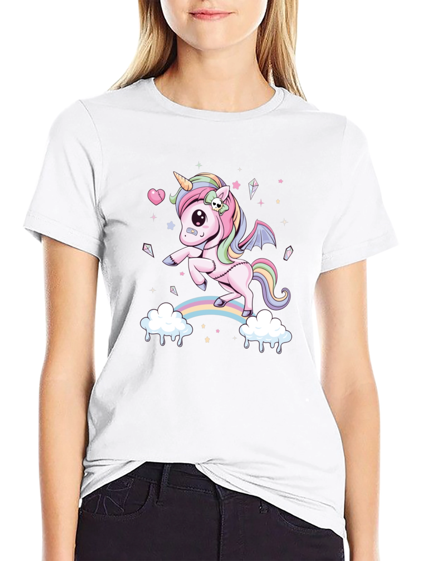 Black Unicorn Rainbow Graphic Tee - Men's Black T-Shirt view 9