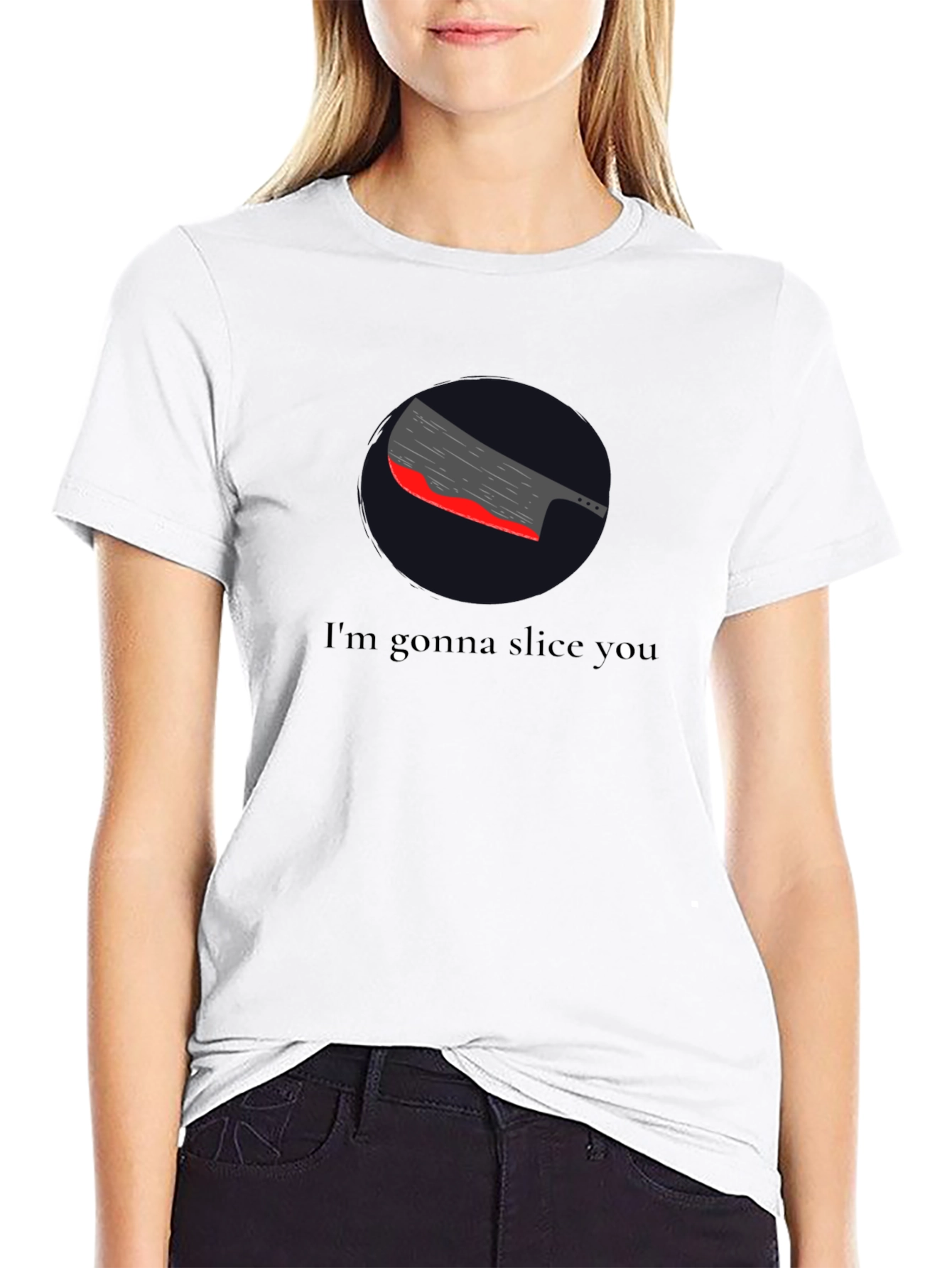 Black Sarcastic "Slice You" Graphic Tee - Black T-Shirt view 9
