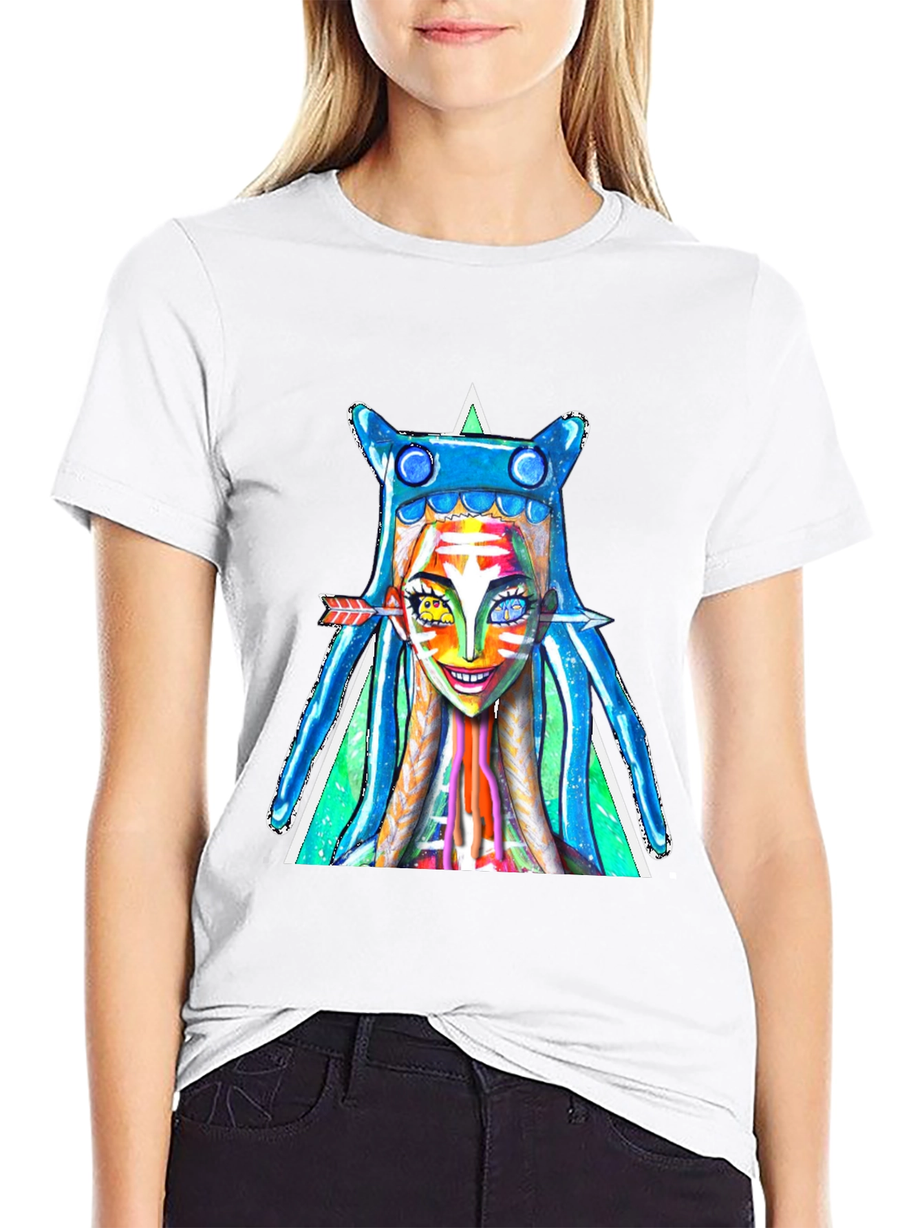 Black Funky Art T-Shirt - Colorful Character Graphic Tee view 9