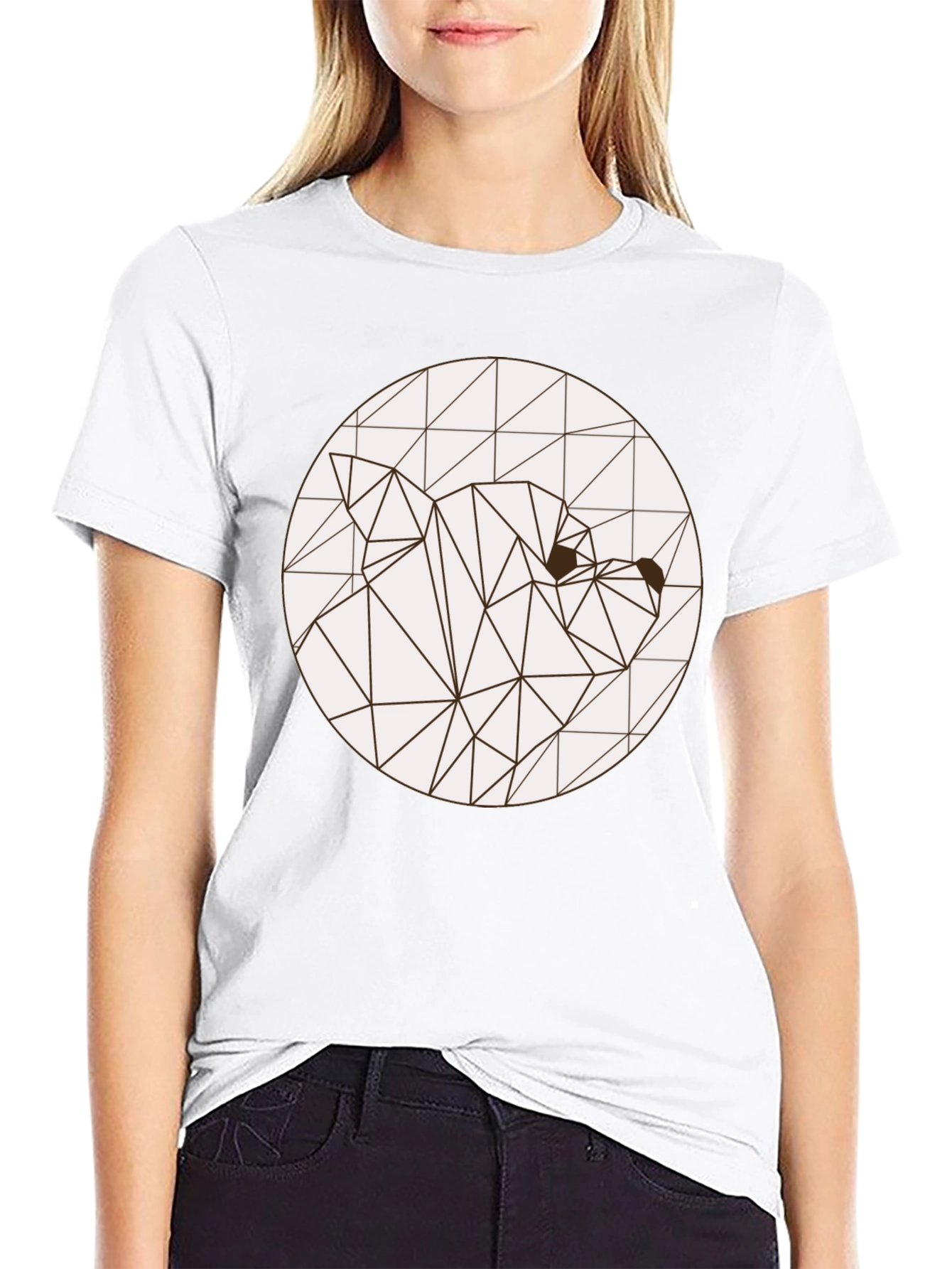 Black Geometric Bear Graphic Tee - Modern Black T-Shirt view 9