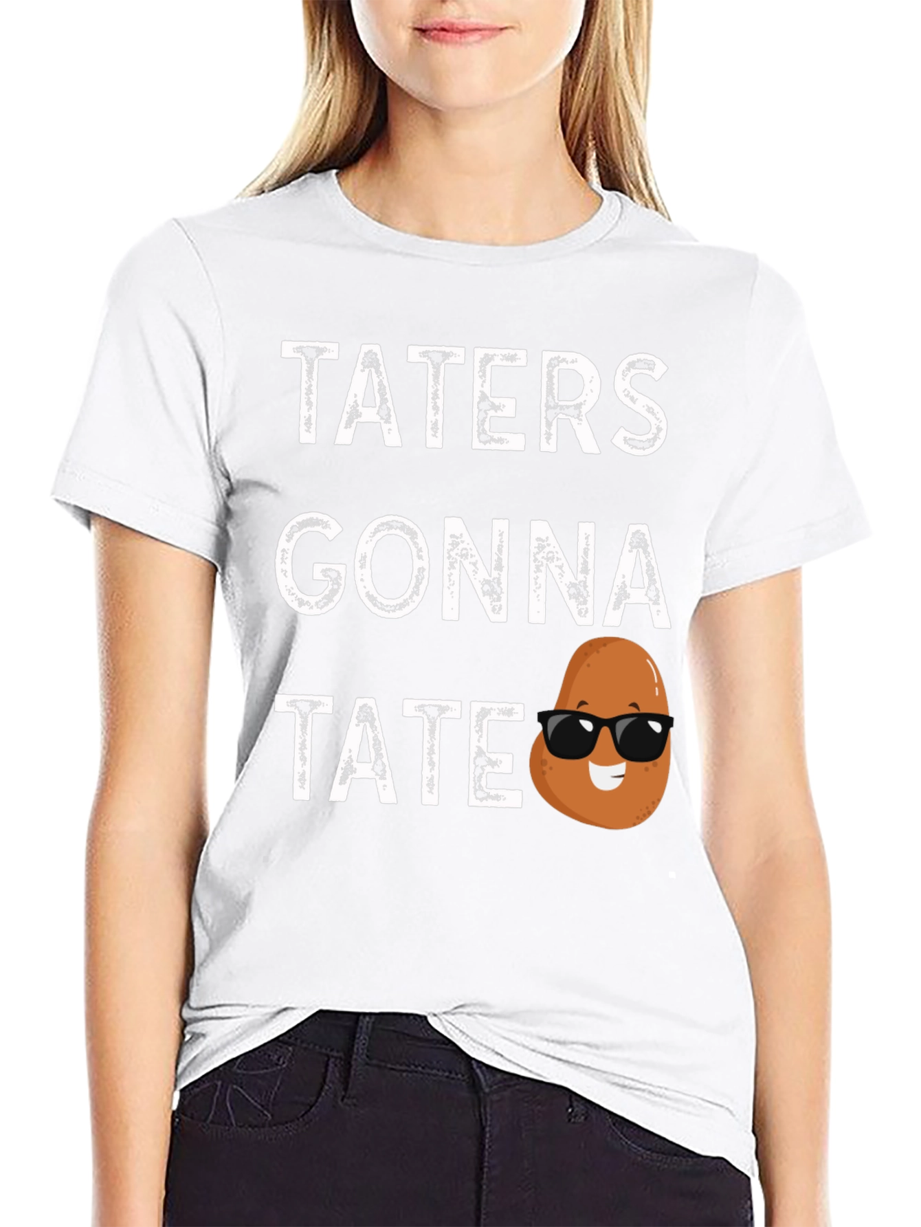 Black Taters Gonna Tate Funny Potato Graphic T-Shirt view 9