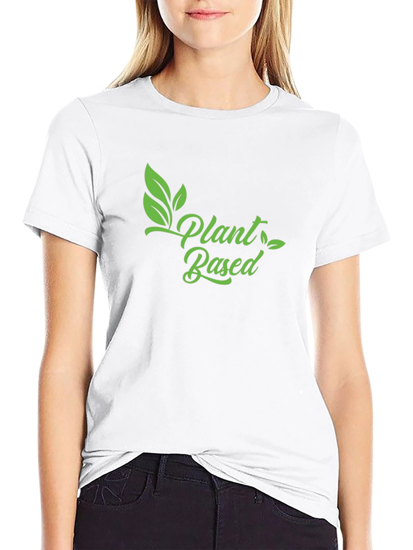 Black Plant Based Vegan T-Shirt - Green Print view 9