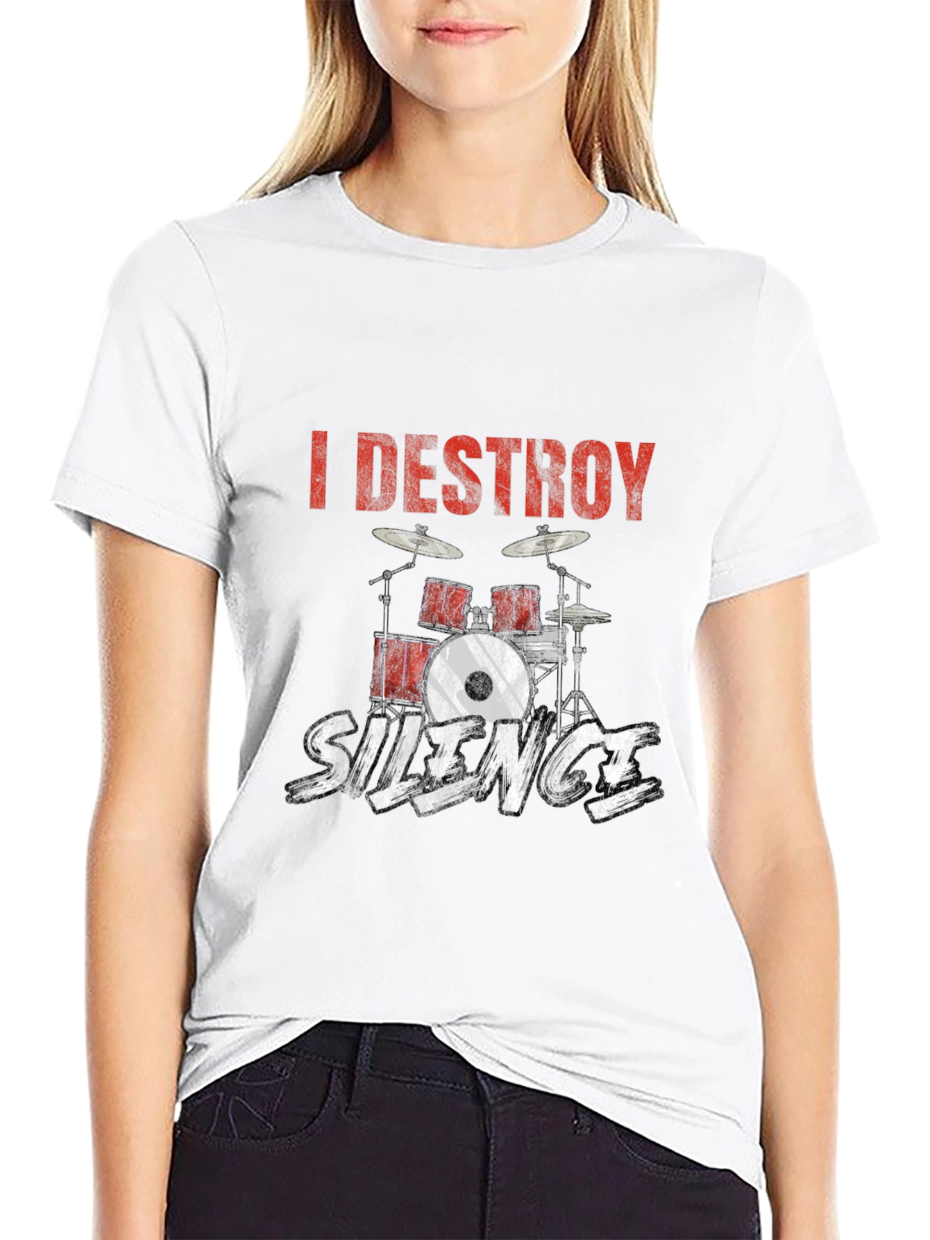 Black I Destroy Silence Drummer T-Shirt view 9