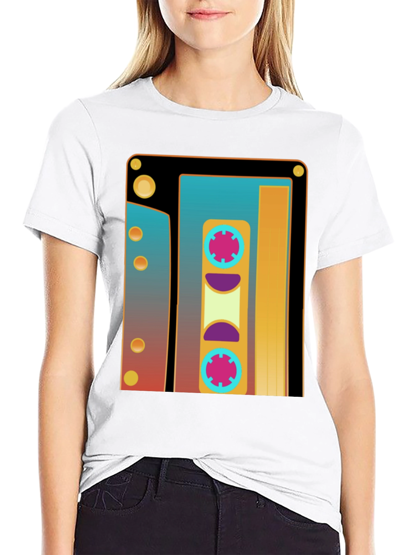 Black Retro Cassette Tape Graphic T-Shirt - Vintage Style view 9